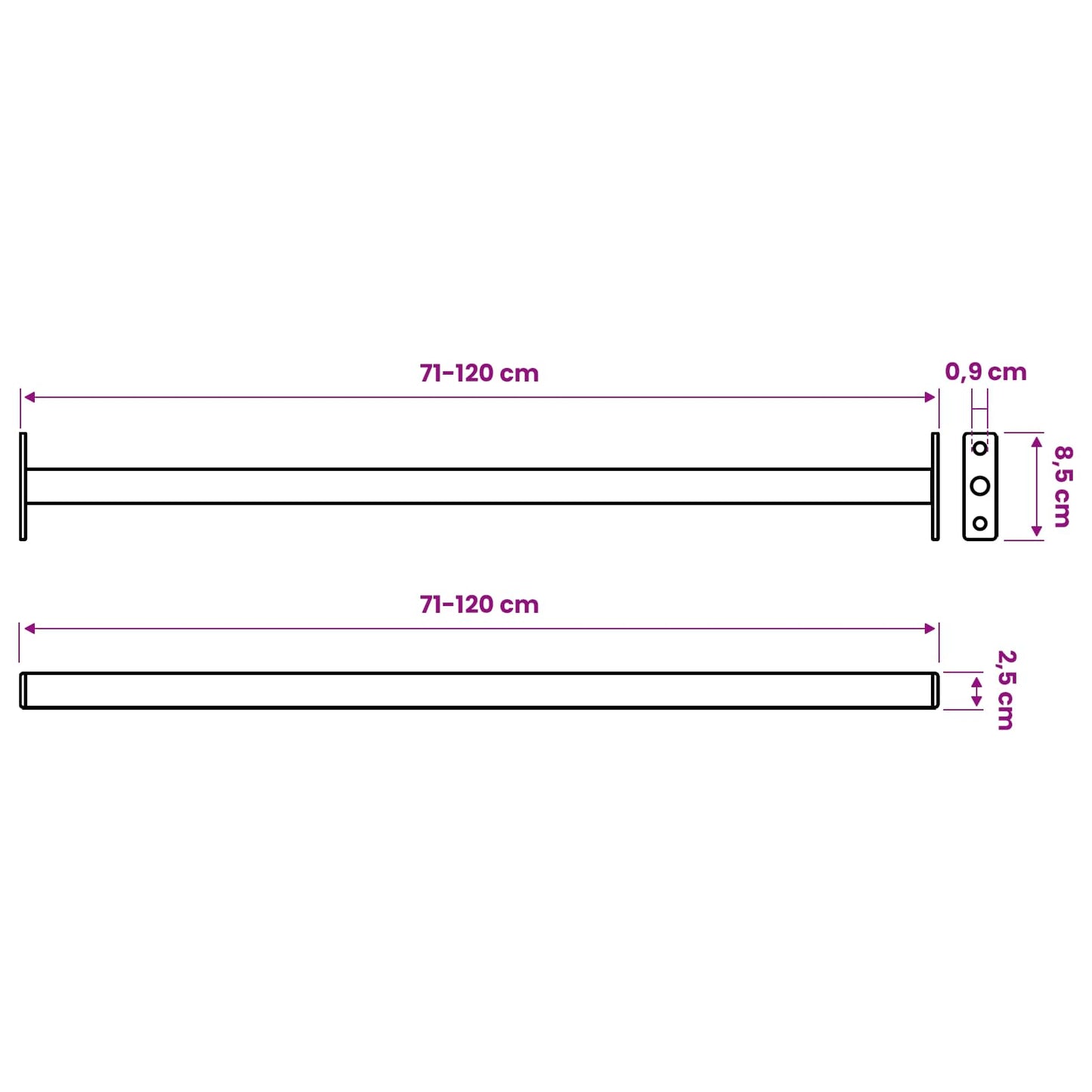Verstellbarer Fenster-Sicherheitsbalken 6 stk. 710 - 1200 mm