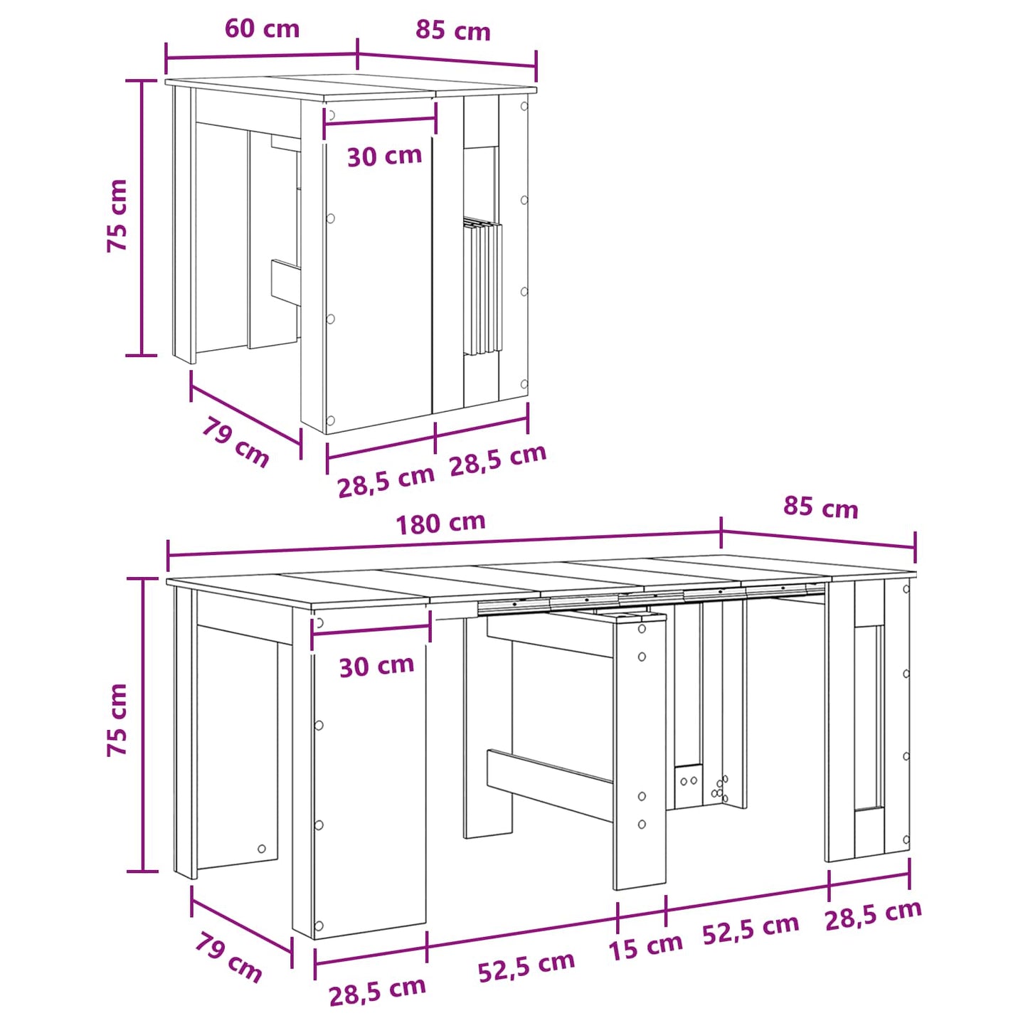 Esstisch 180 x 85 x 75 cm Holzwerkstoff Altholz Rechtwinklig