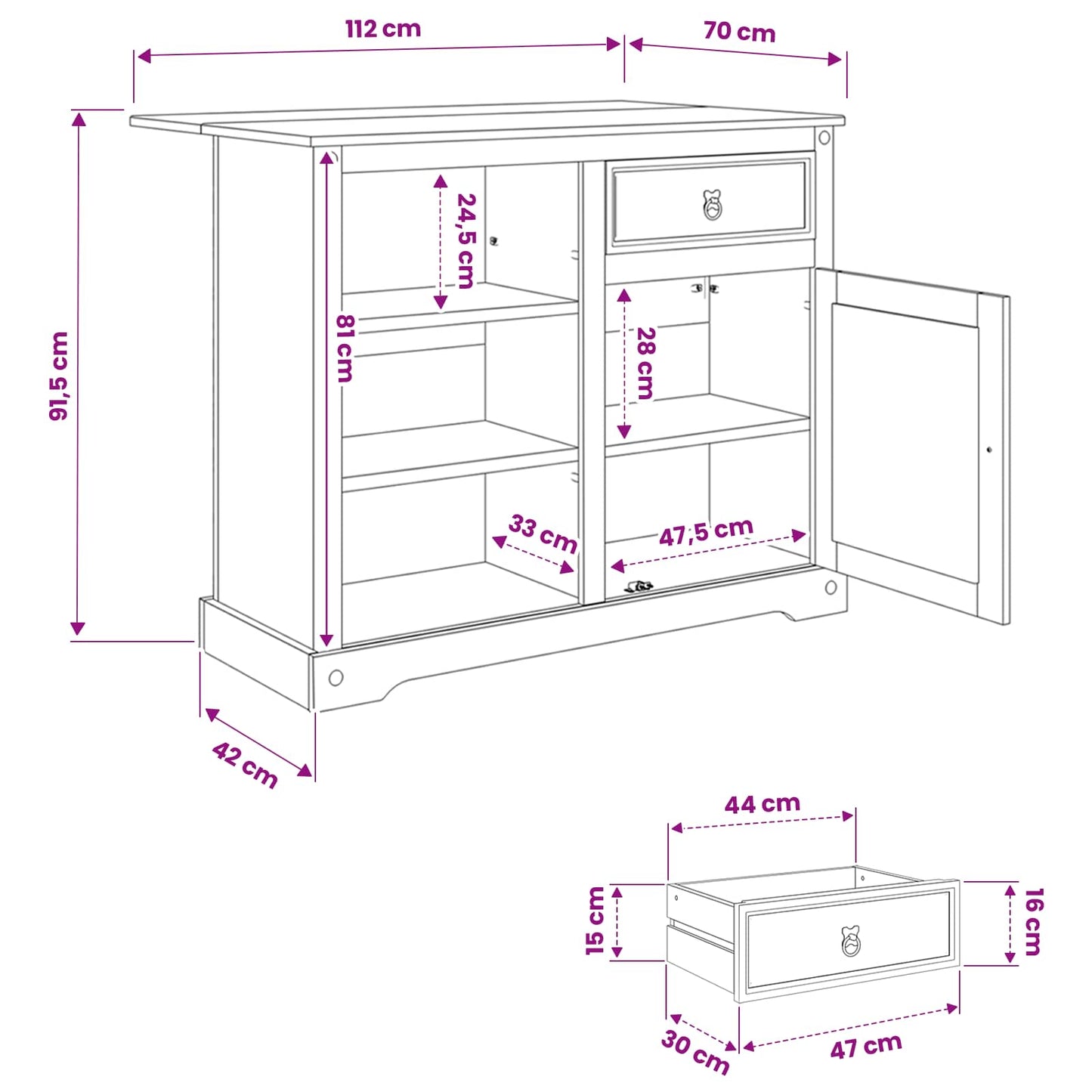 Kücheninsel Set 2 stk. Honigwachs 112 x 70 x 91,5 cm