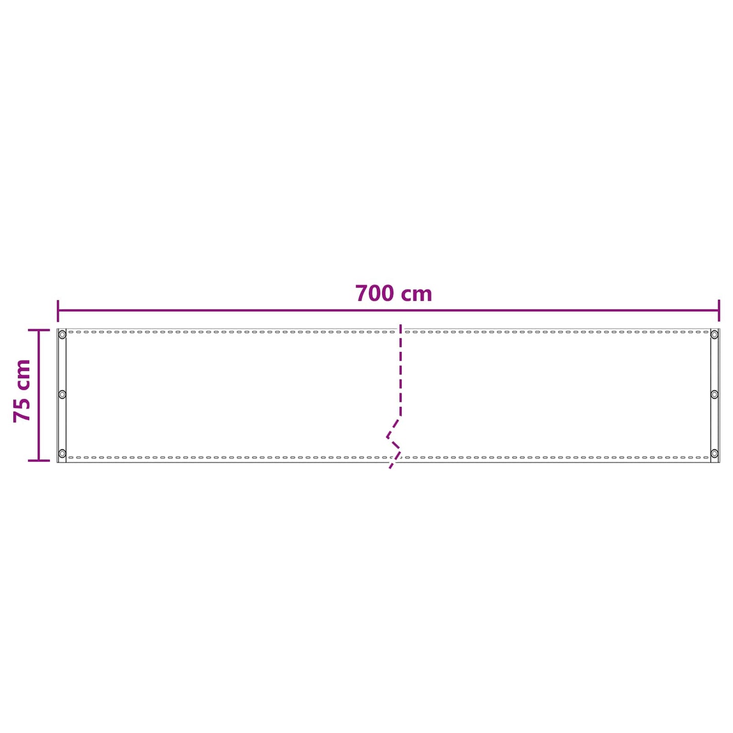 Balkonsichtschutz Weiß 75 x 700 cm HDPE und Aluminium