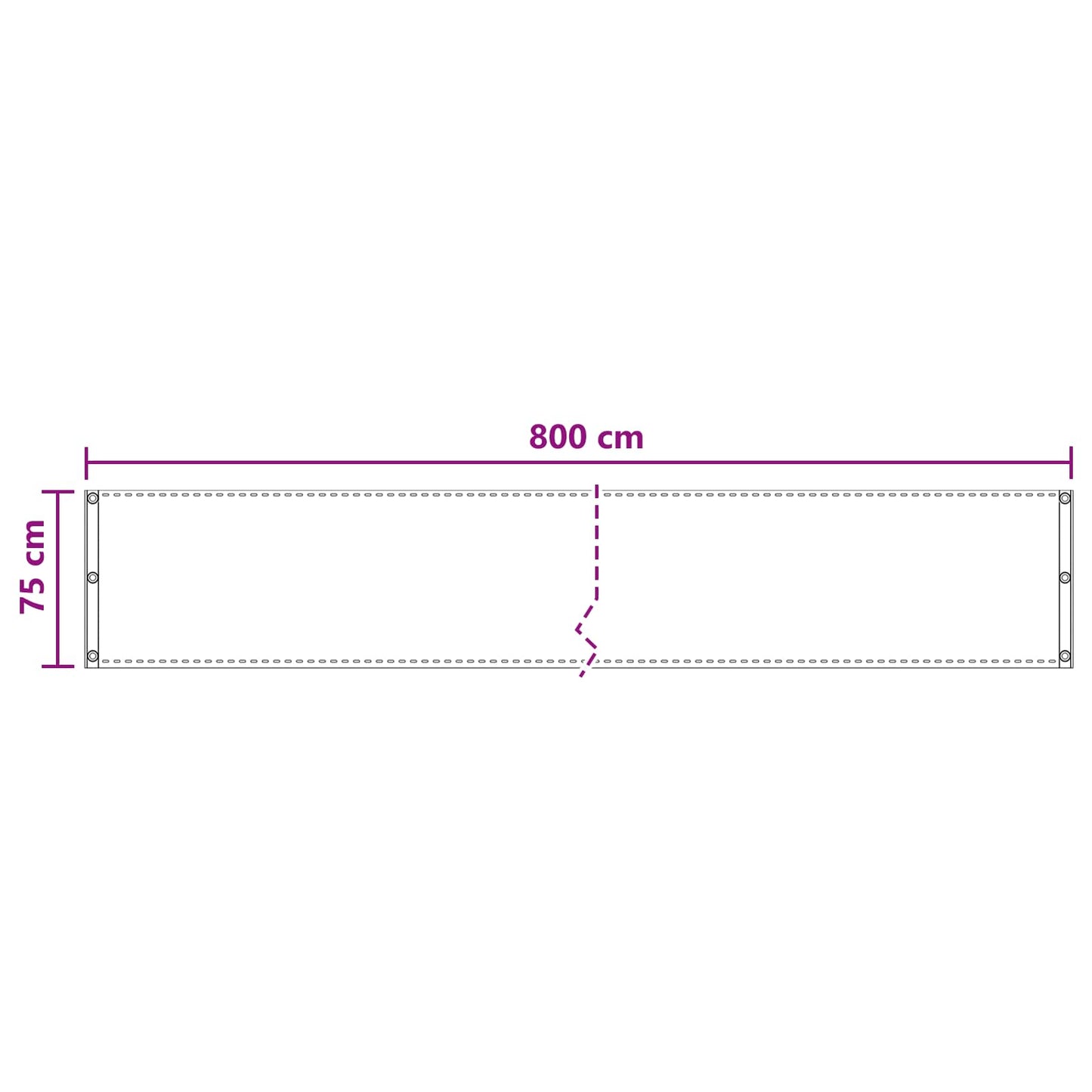 Balkonsichtschutz Weiß 75 x 800 cm HDPE und Aluminium