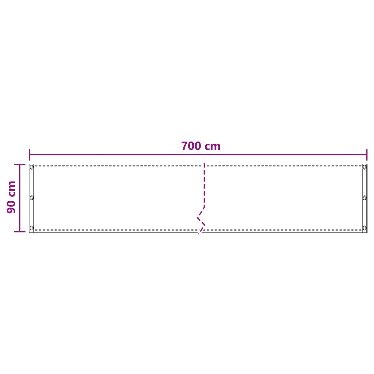 Balkonsichtschutz Schwarz 90 x 700 cm HDPE und Aluminium