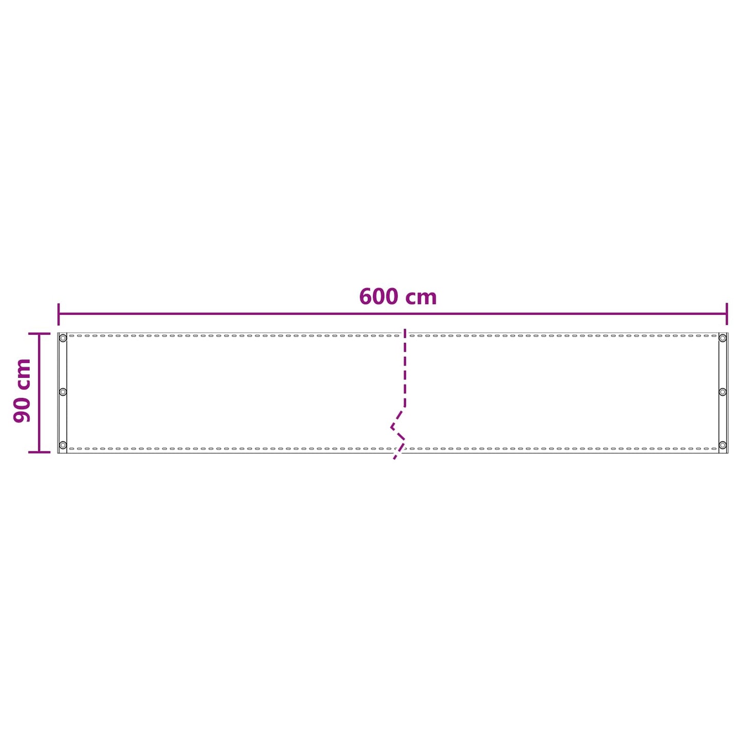 Balkonsichtschutz Hellgrau 90 x 600 cm HDPE und Aluminium
