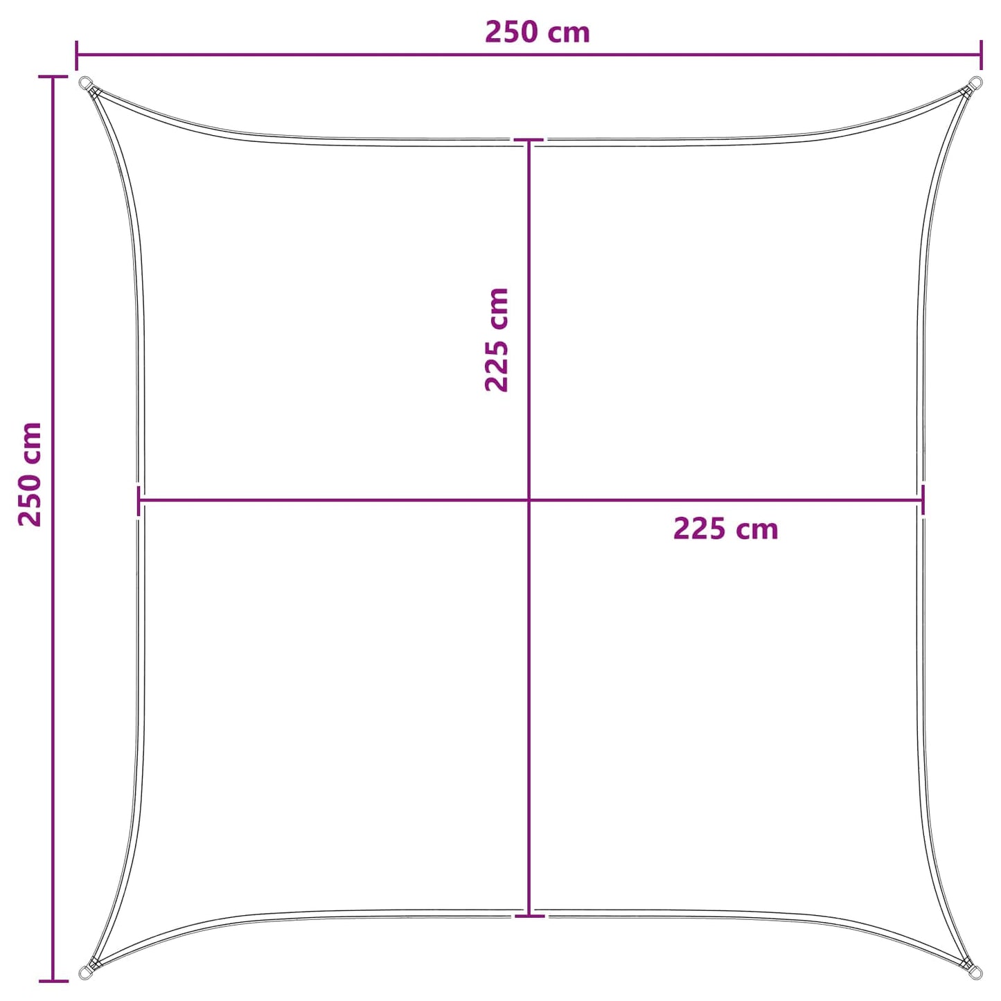 Sonnensegel Anthrazit und Weiß 2,5 x 2,5 m HDPE