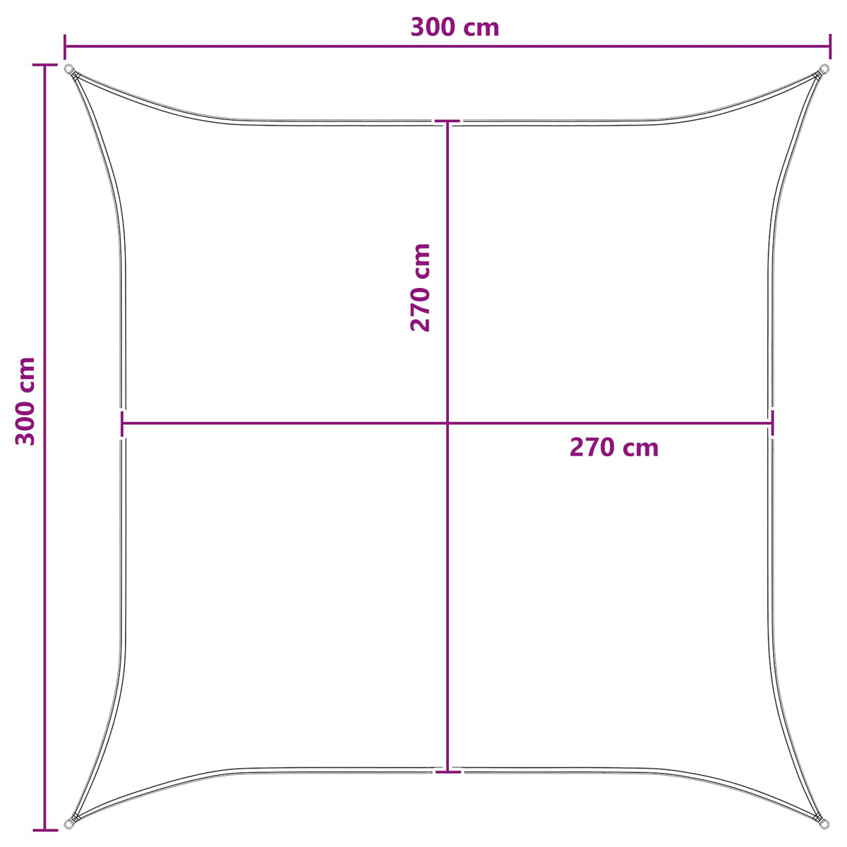 Sonnensegel Quadratisch 3 x 3 m HDPE Anthrazit und Weiß