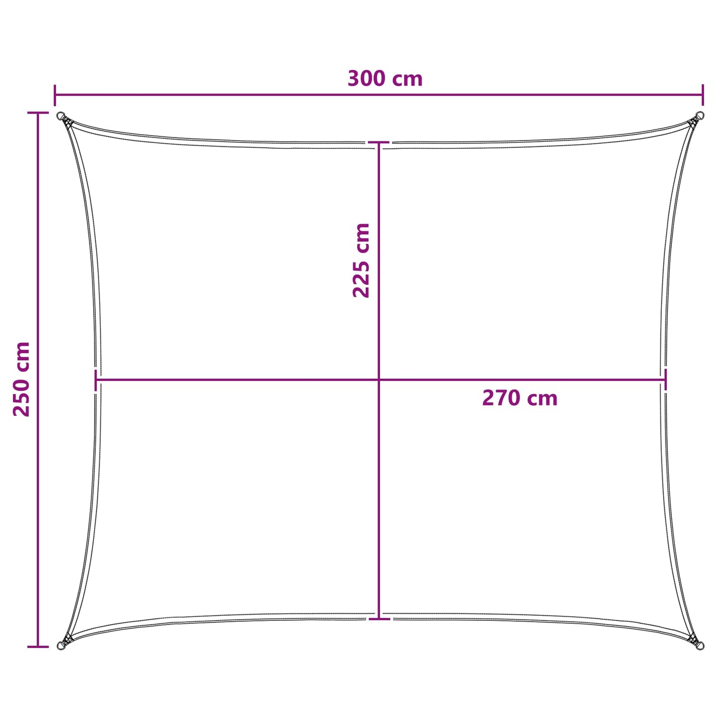 Sonnensegel 2,5 x 3 m HDPE Rechteckig Anthrazit und Weiß