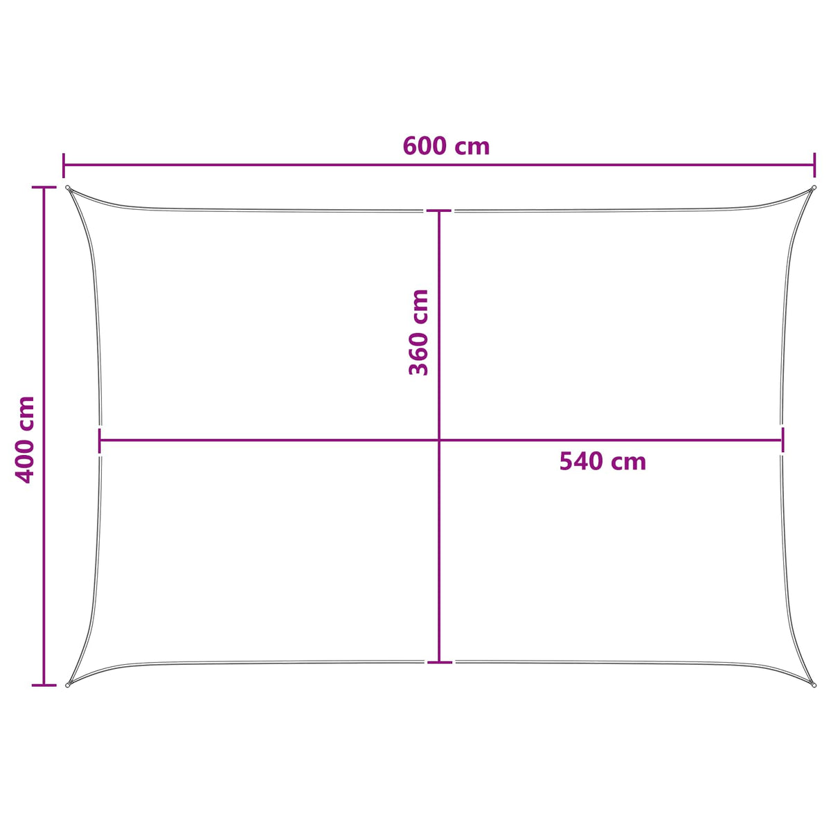 Sonnensegel Rechteckig 4 x 6 m HDPE Anthrazit und Weiß