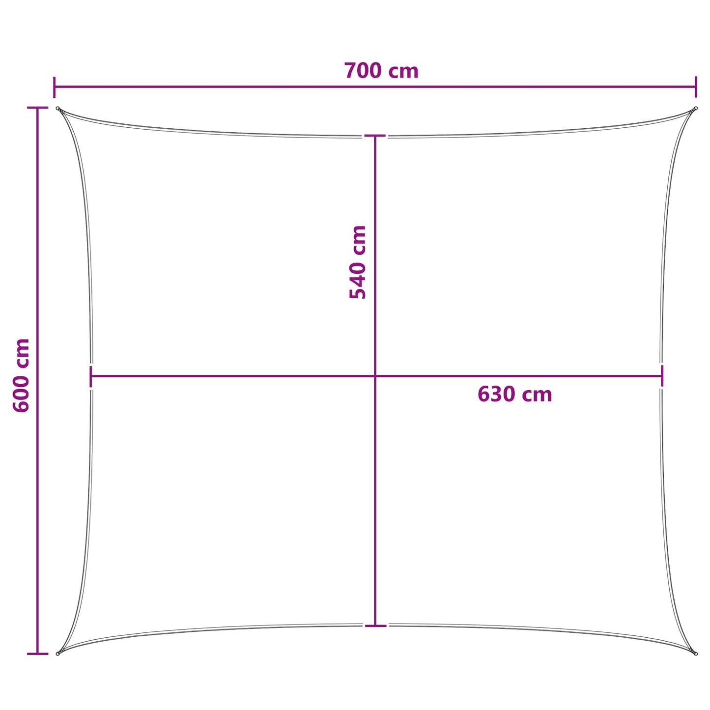 Sonnensegel 6 x 7 m HDPE Rechteckig Anthrazit und Weiß