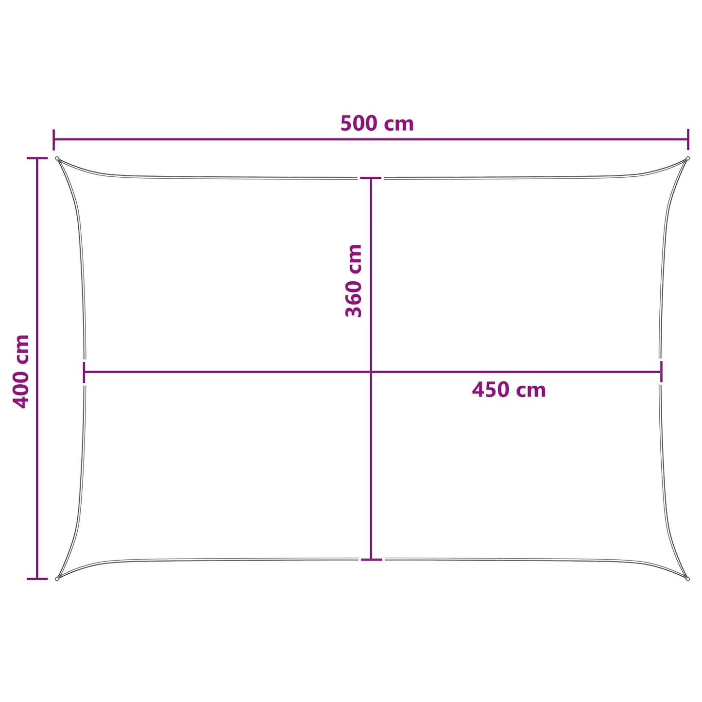Sonnensegel 4 x 5 m HDPE Rechteckig Gelb und Weiß