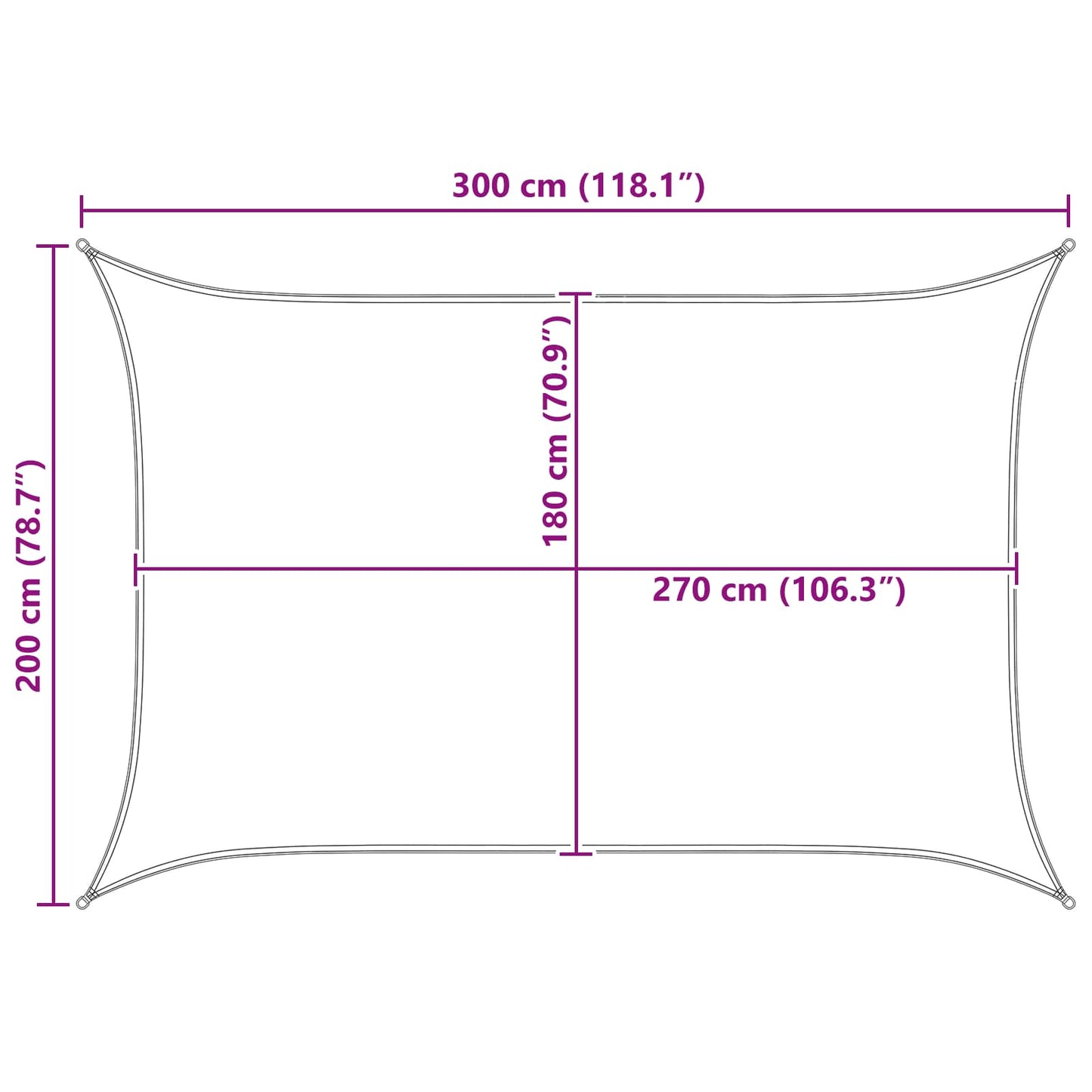 Sonnensegel 2 x 3 m HDPE Rechteckig Blau und Weiß