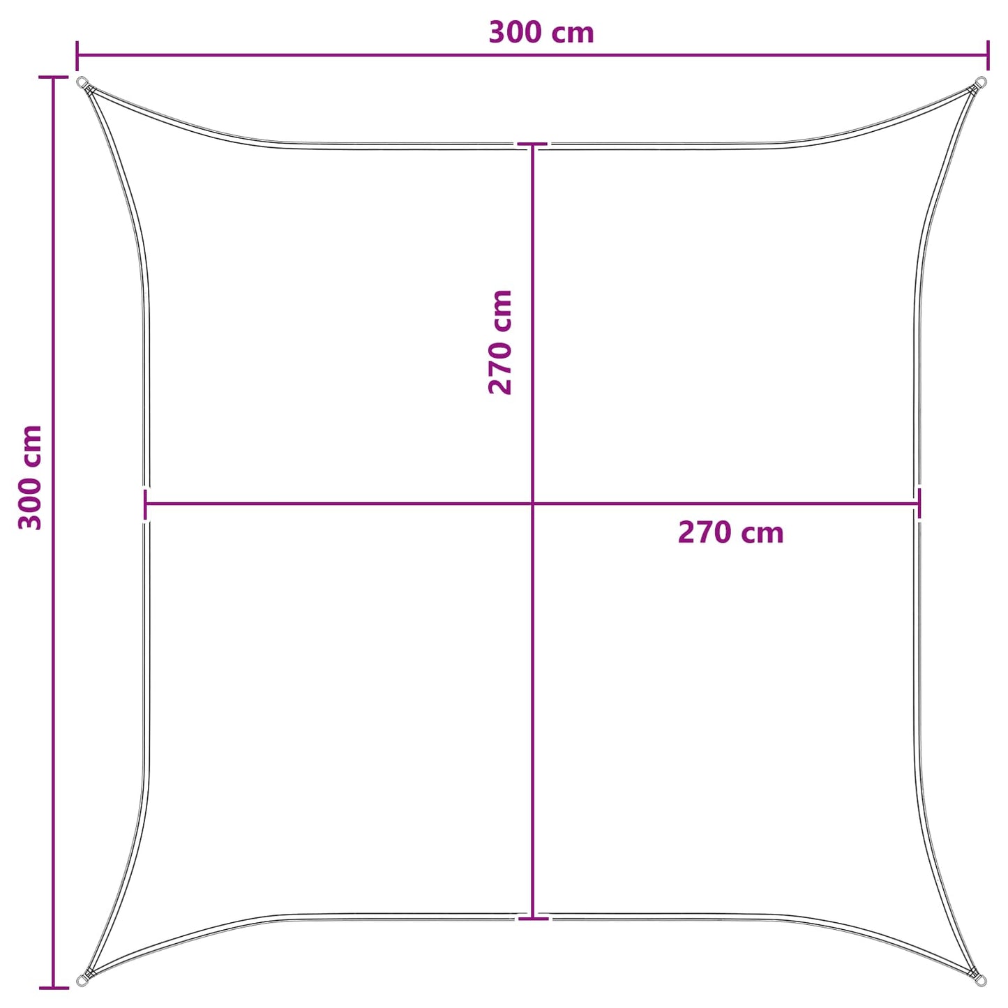 Sonnensegel Hellgrau und Weiß 3 x 3 m HDPE