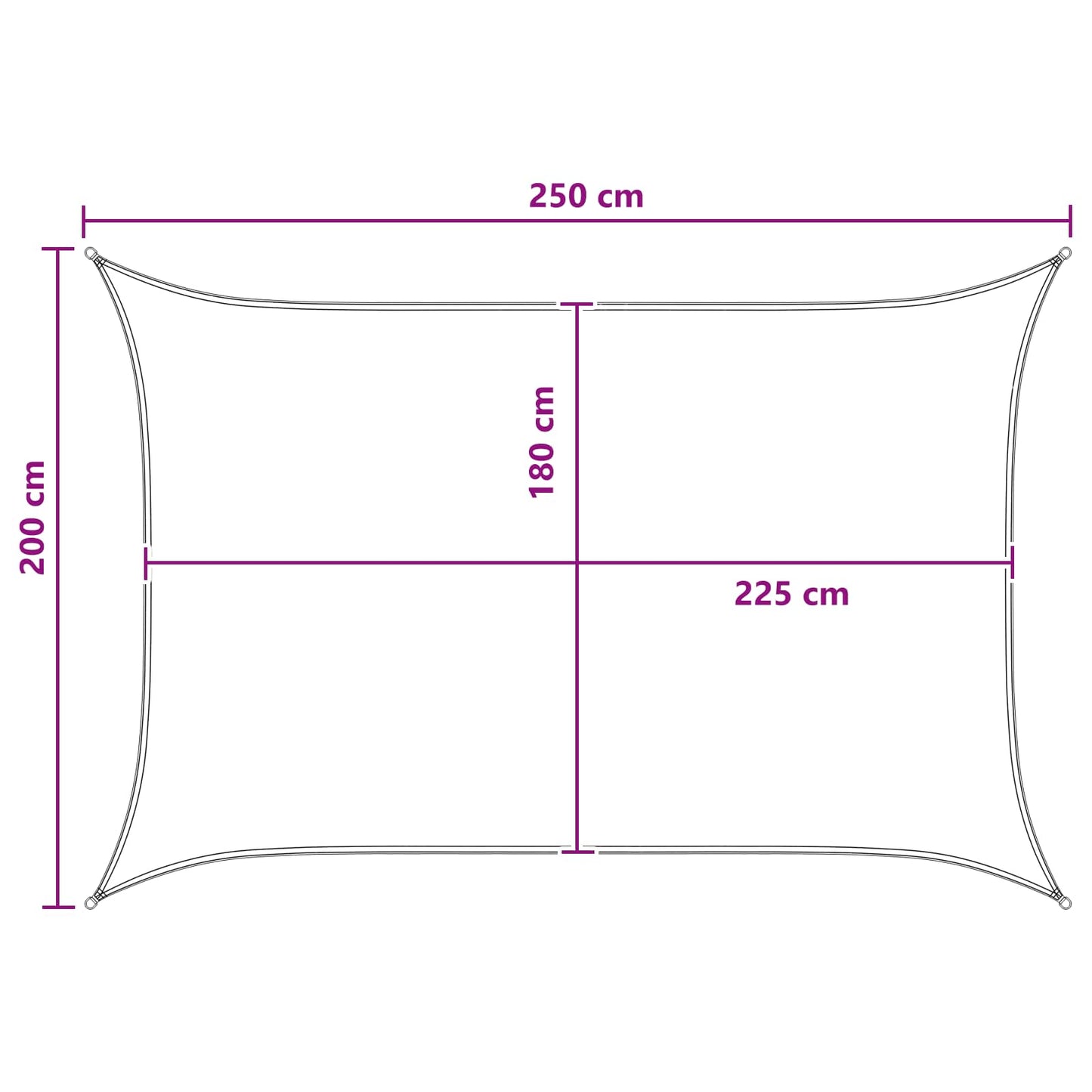 Sonnensegel 2 x 2,5 m HDPE Rechteckig Hellgrau und Weiß