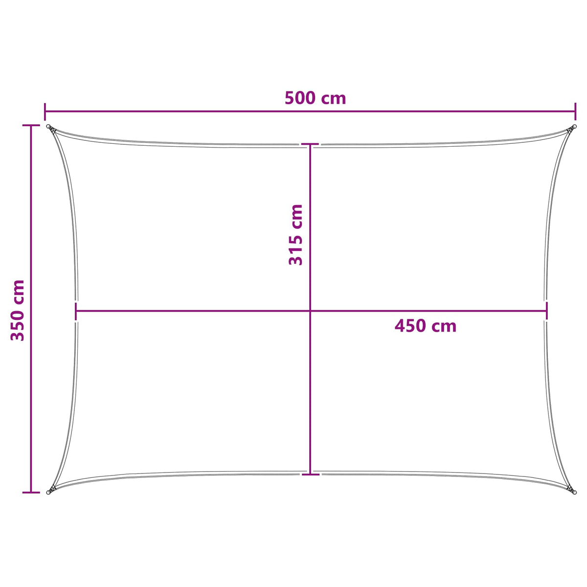 Sonnensegel Rechteckig 3,5 x 5 m HDPE Hellgrau und Weiß