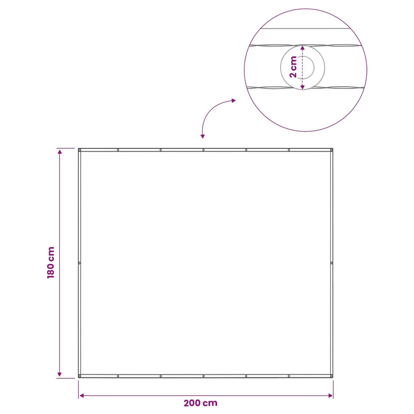 Balkon Sichtschutz 180 x 200 cm Stoff mit PU-Beschichtung Weiß