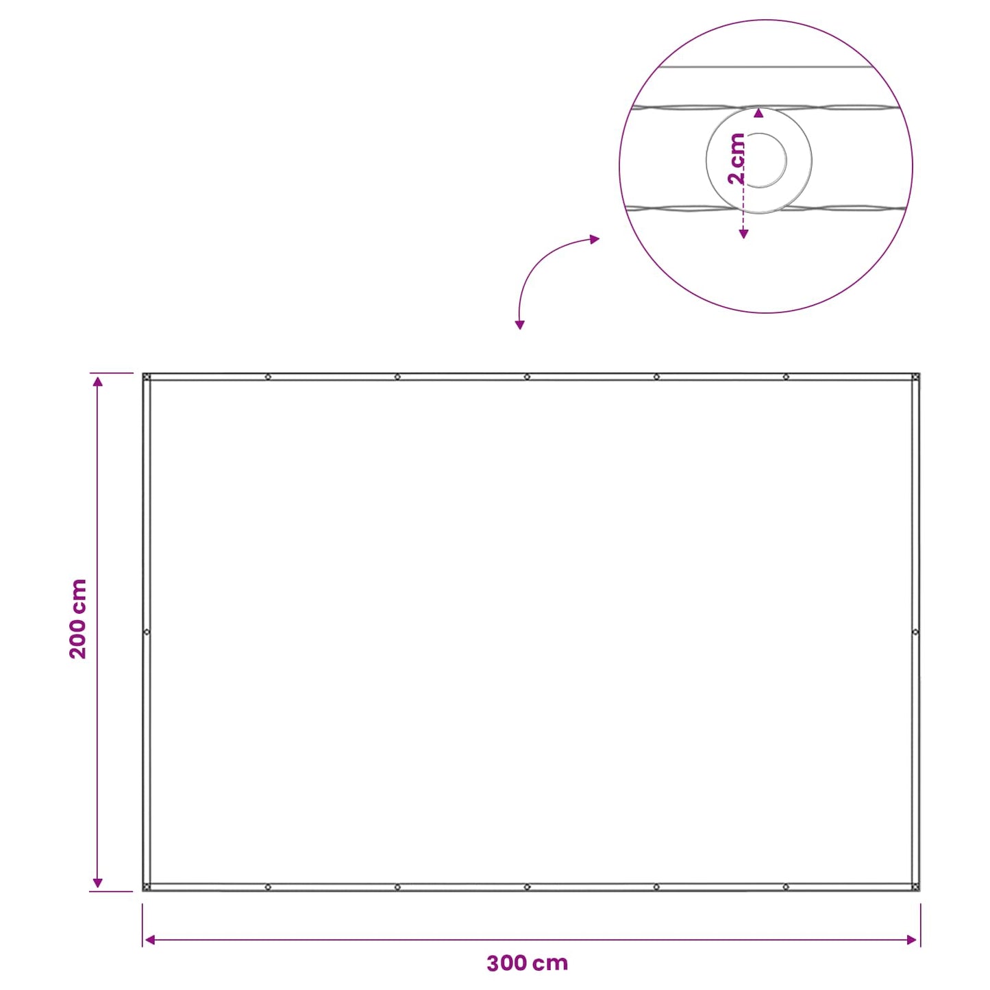 Balkon Sichtschutz 200 x 300 cm Stoff mit PU-Beschichtung
