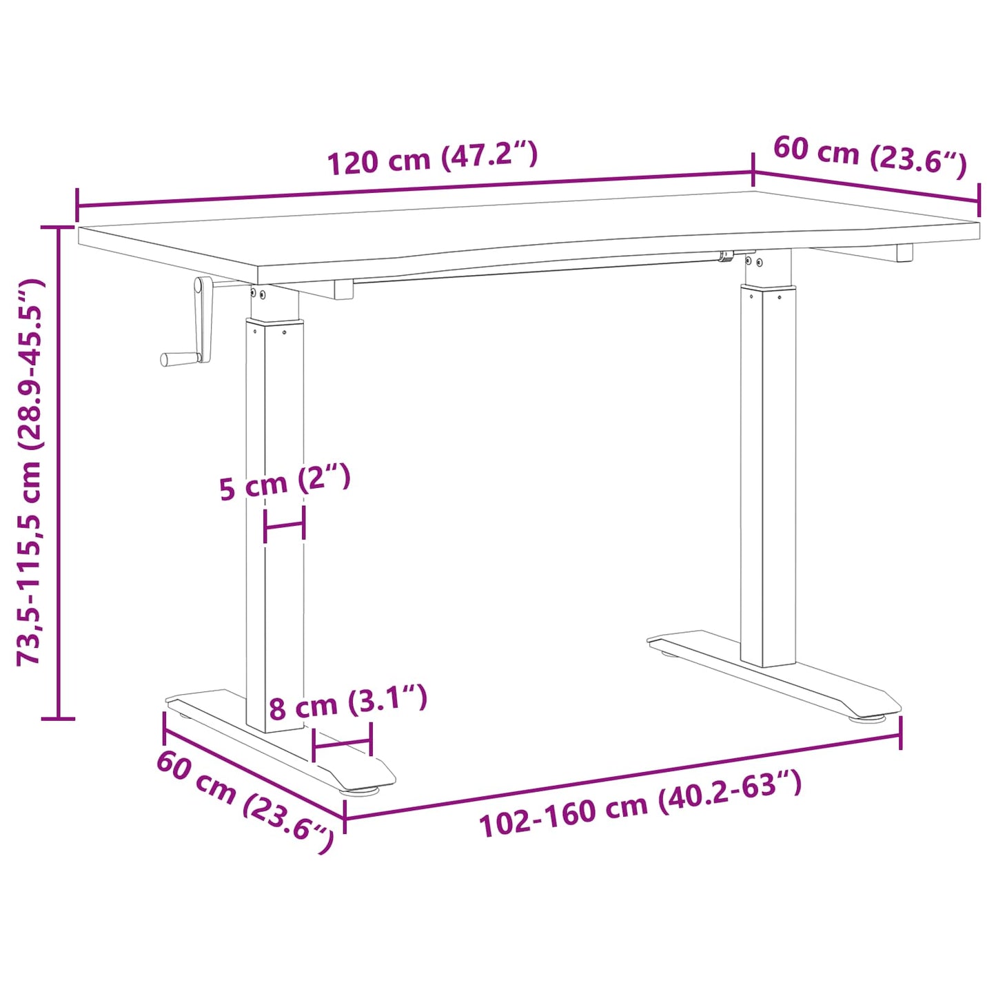 Schreibtisch Weiß und Natur 120 x 60 cm Massivholz Eiche