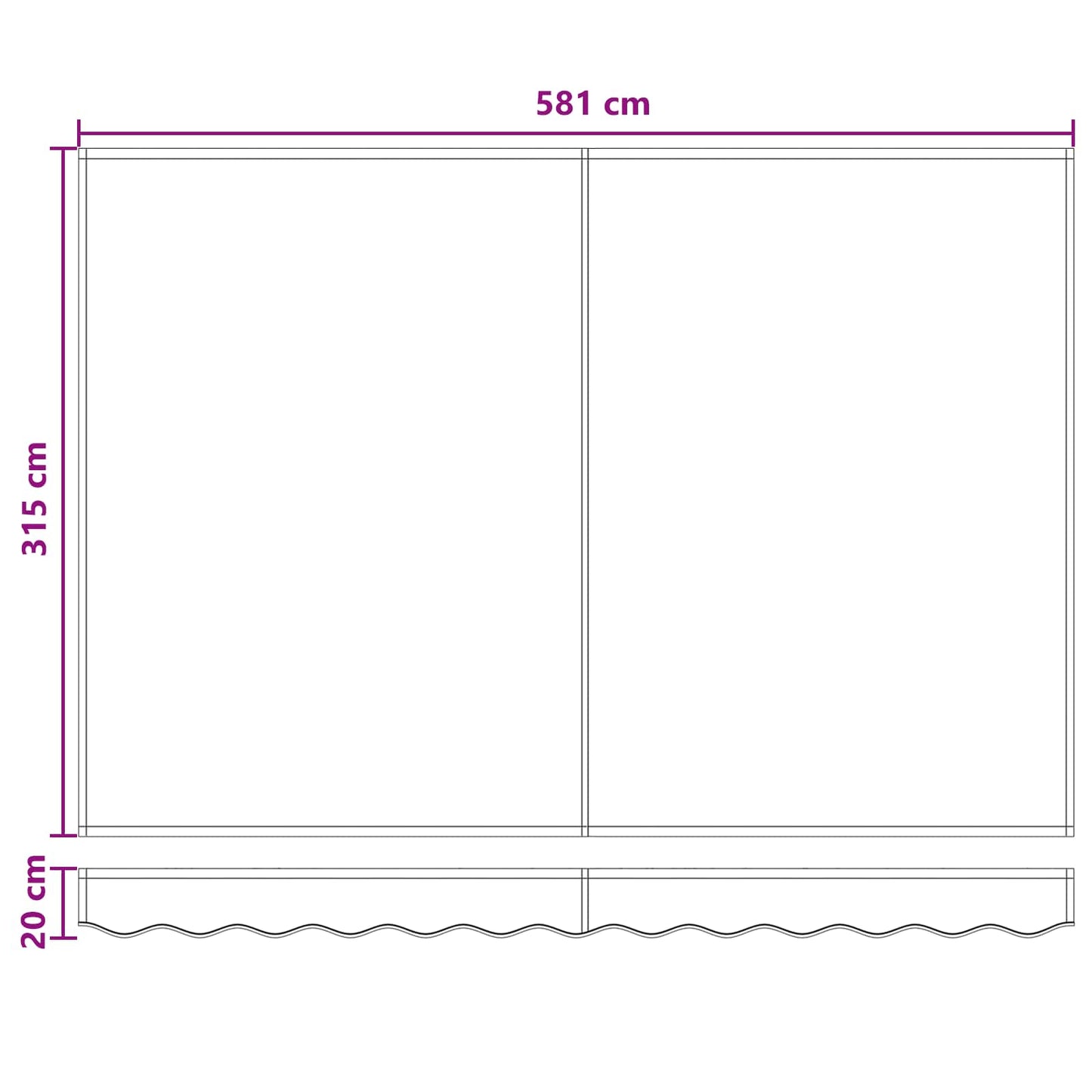 Ausziehbare Markise Taupe 600 x 300 cm Polyester und Aluminium