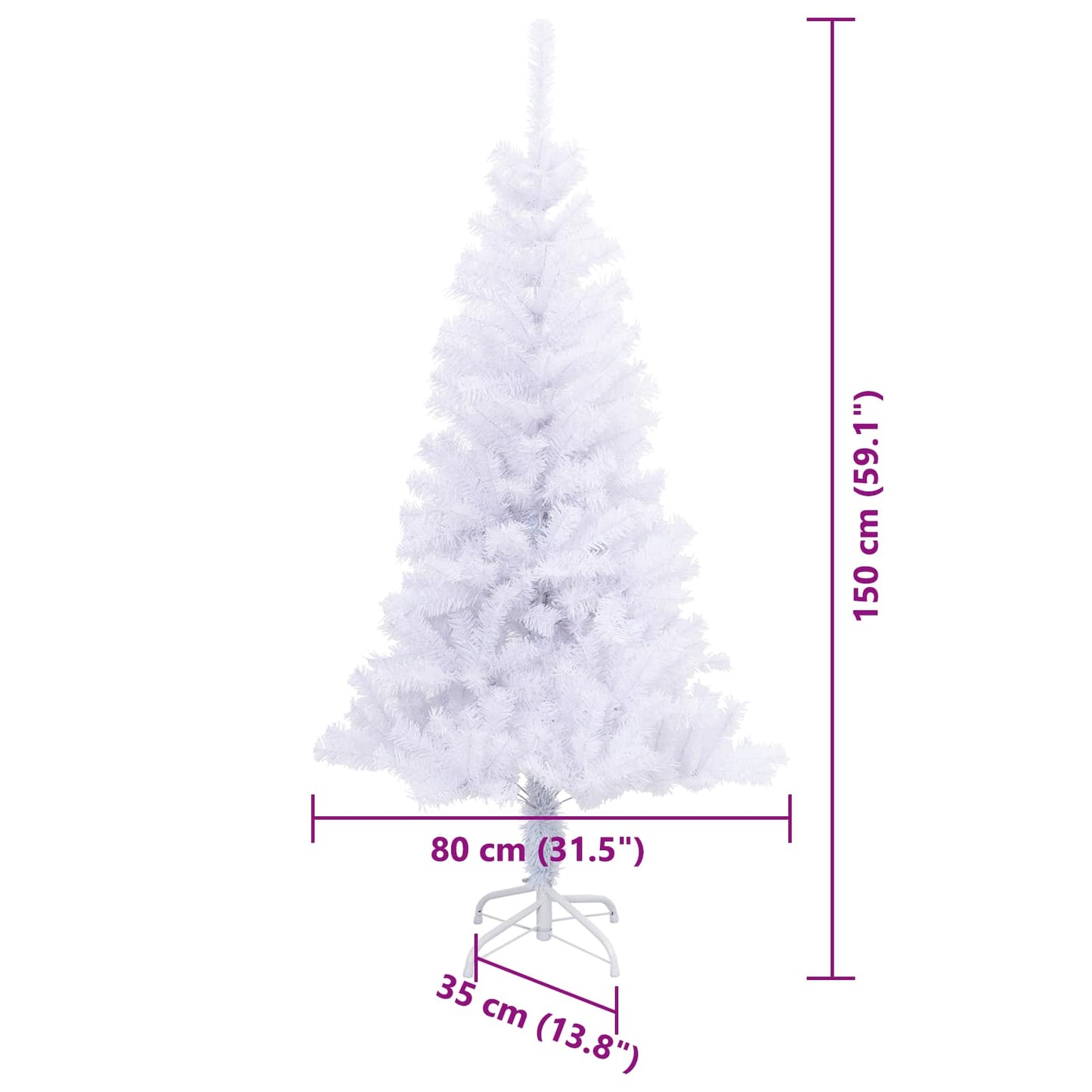Künstlicher Weihnachtsbaum Weiß 150 cm PVC und Stahl