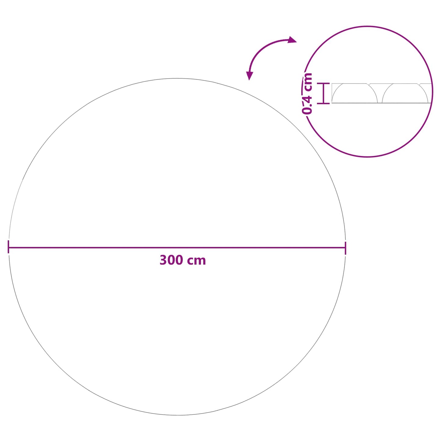 Solar Poolabdeckung Hochwertig Ø 300 cm 200 μm Rund PE Schwarz