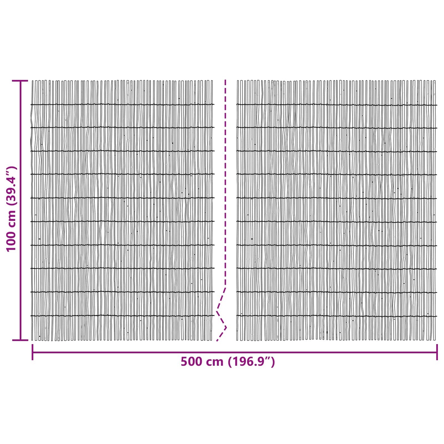 Gartenzaun Kohlenstoff 500 x 100 cm Schilf