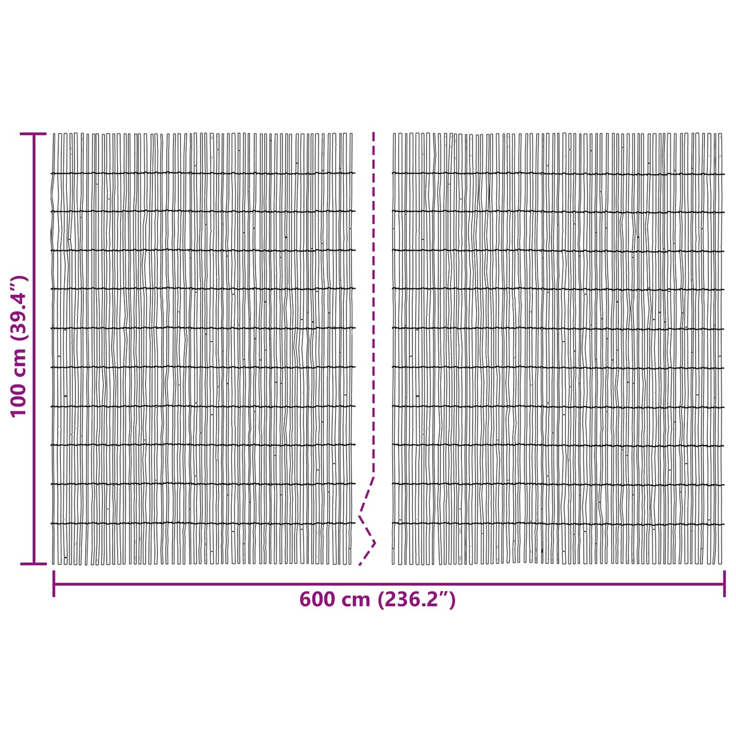 Gartenzaun Kohlenstoff 600 x 100 cm Schilf