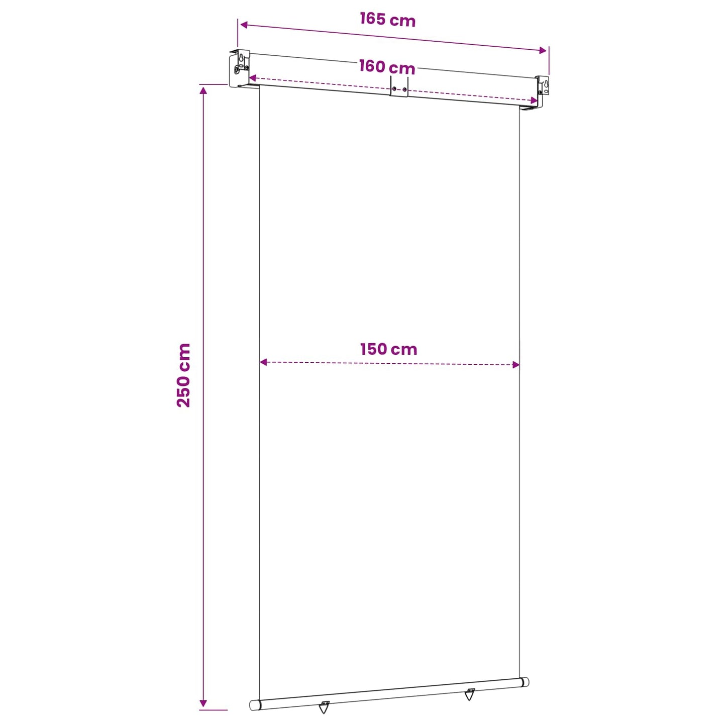 Balkon Seitenmarkise 160 x 250 cm 100% Polyester Eisen Stahl
