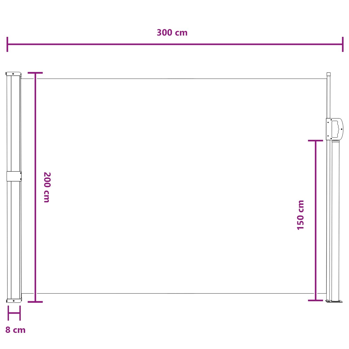 Ausziehbare Seitenmarkise 300 x 200 cm Polyester Rechteckig