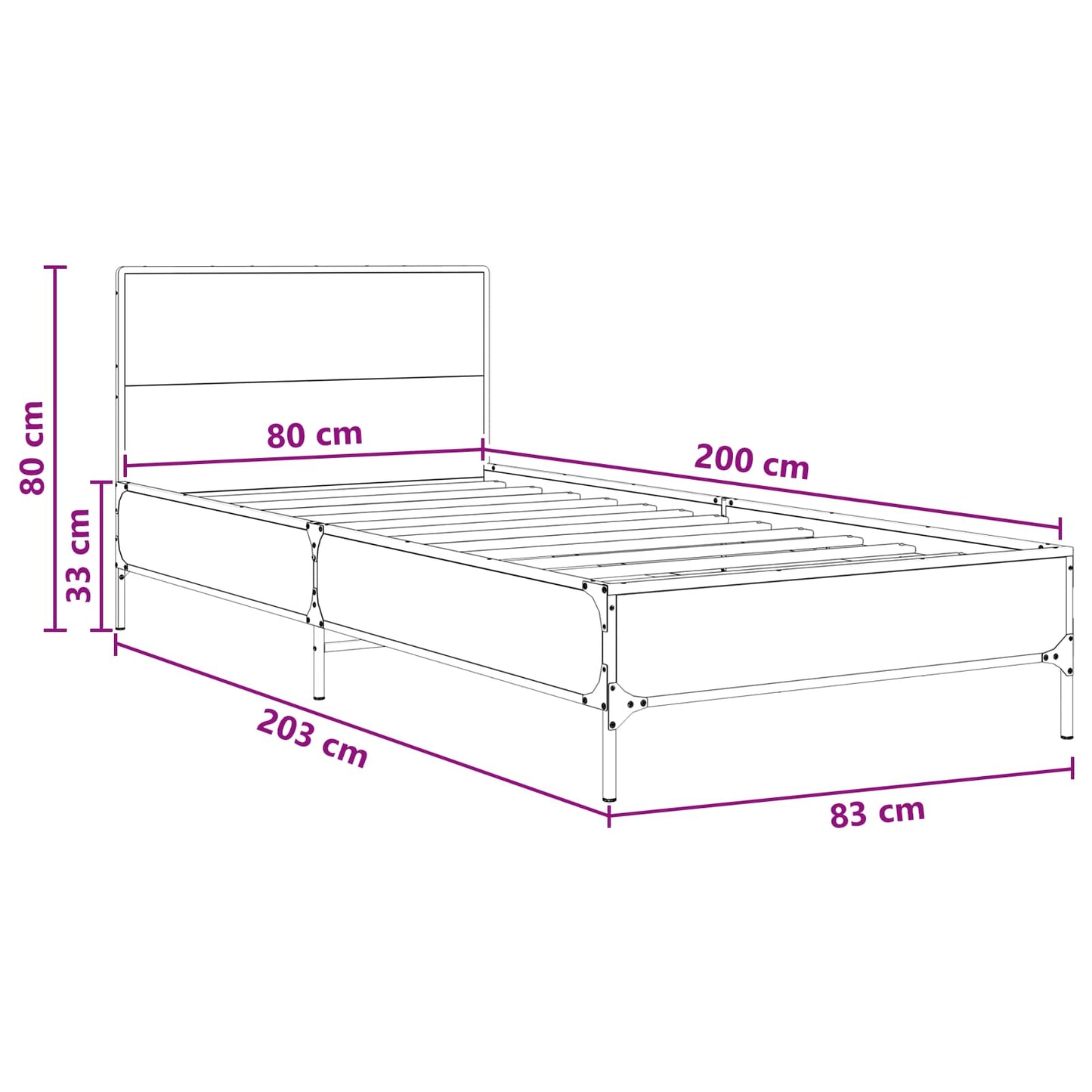 Bettgestell mit Kopfteil Sonoma-Eiche 80 x 200 cm Holzwerkstoff