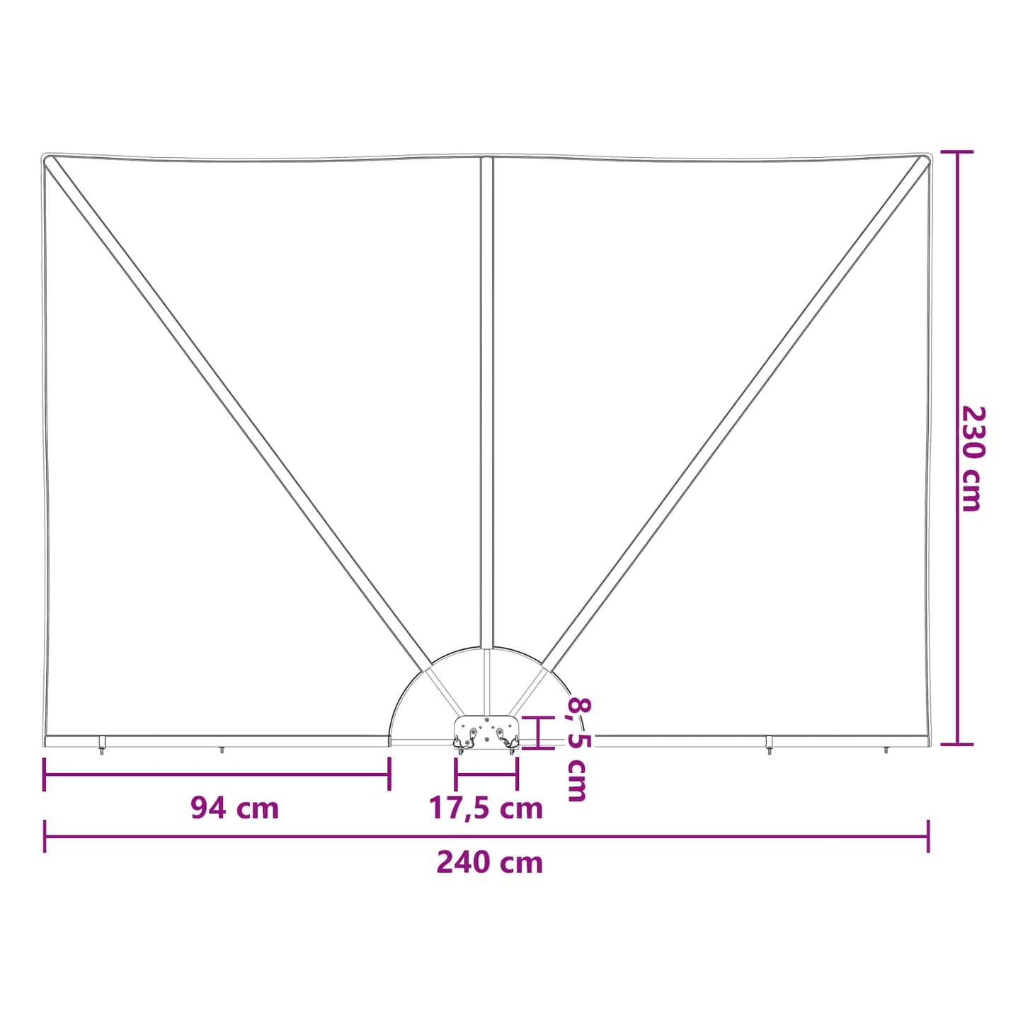Balkon Sichtschutz 240 x 160 cm Polyester Rechtwinklig Braun