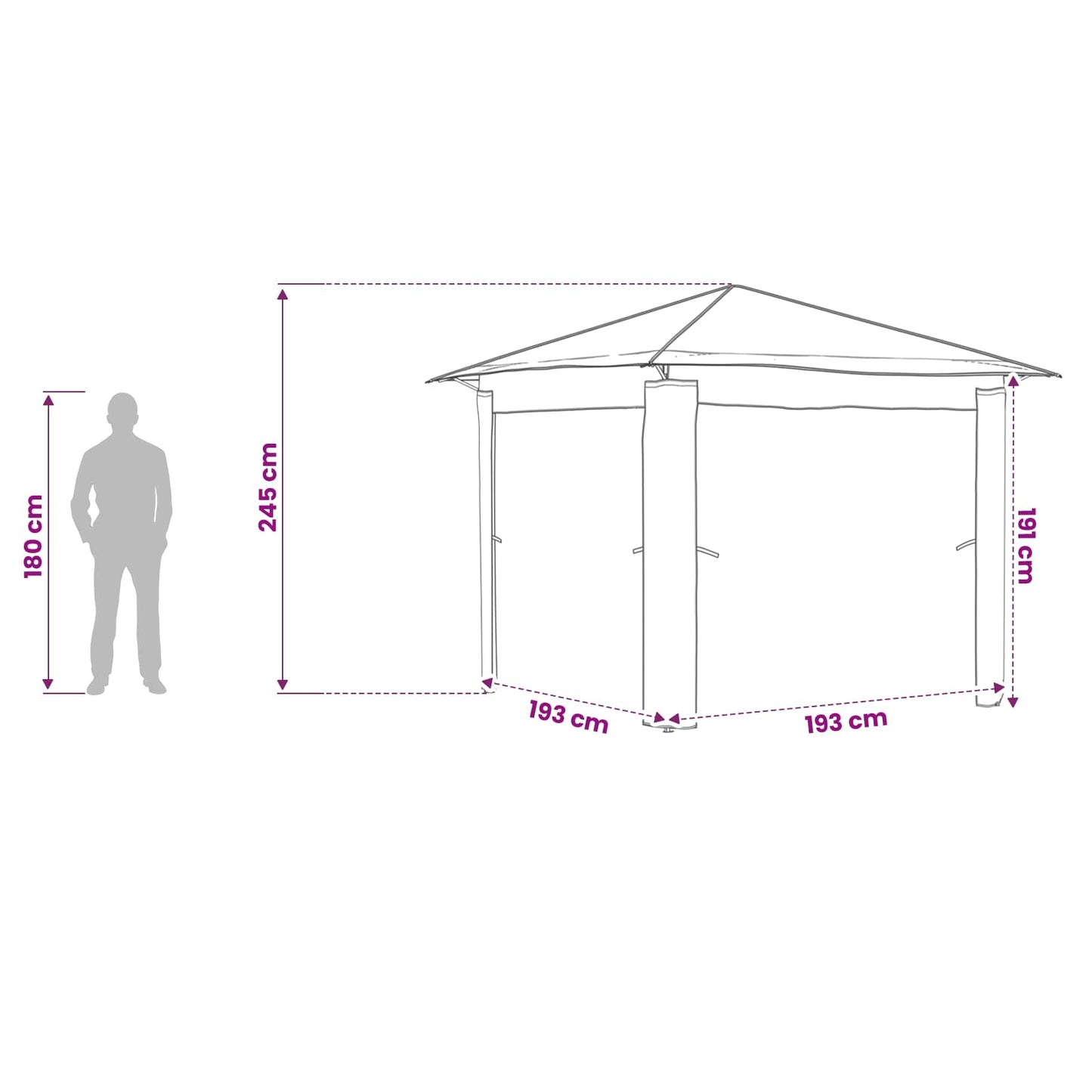 Gazebo ohne Seitenwand 2,6 x 2,6 m Creme und Braun