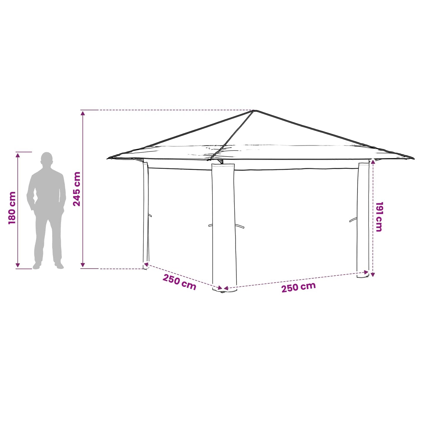 Gazebo ohne Seitenwand Creme und Braun