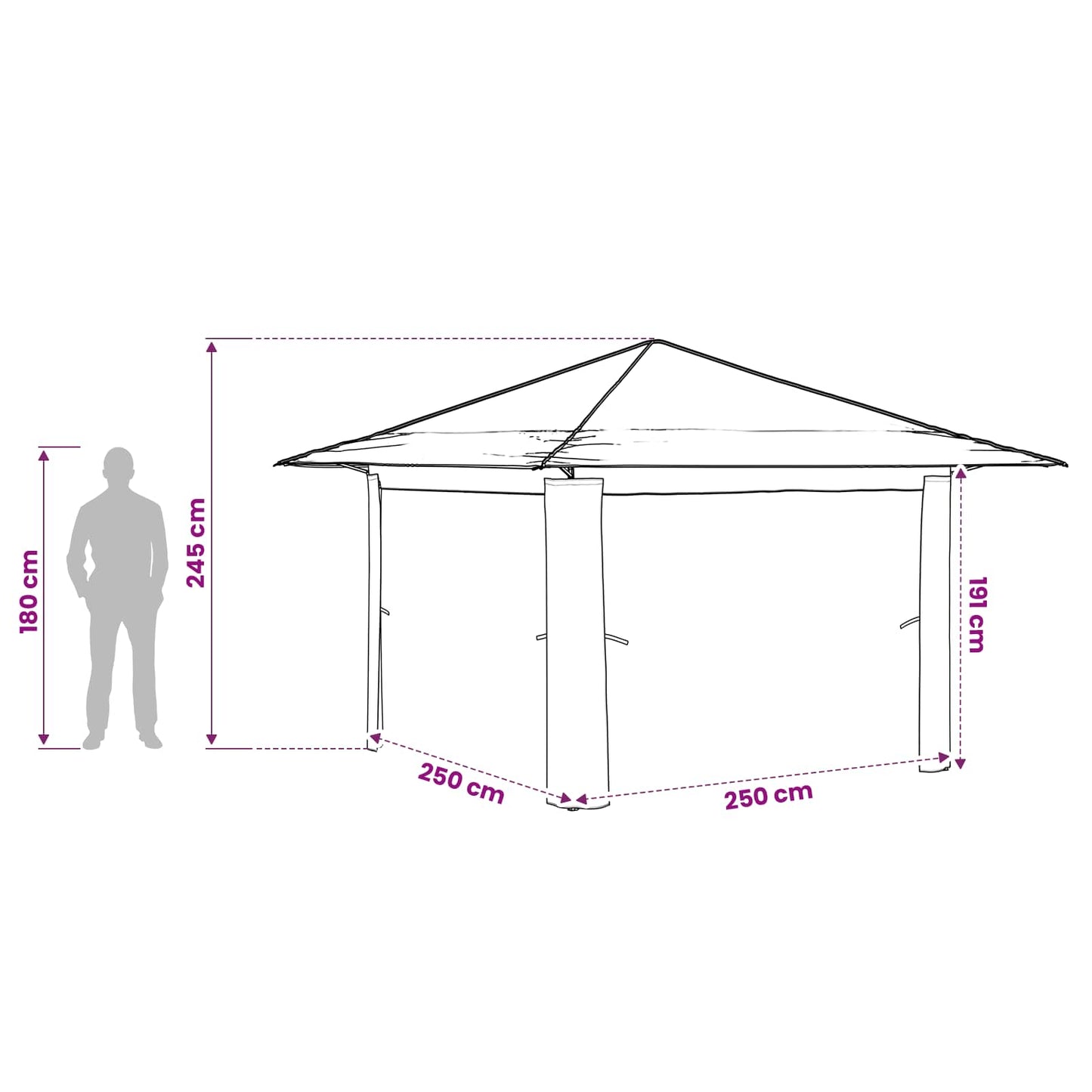 Gazebo ohne Seitenwand Creme und Anthrazit