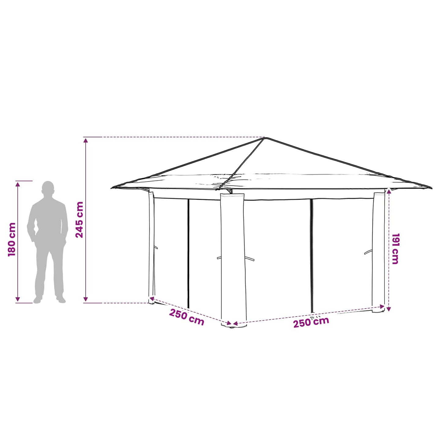 Gazebo mit 4 Seitenwänden Hellgrau und Anthrazit