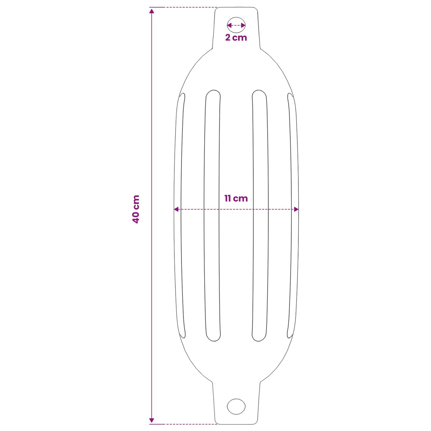 Bootsfender 2 Stk. Ø 11 x 40 cm Blau PVC