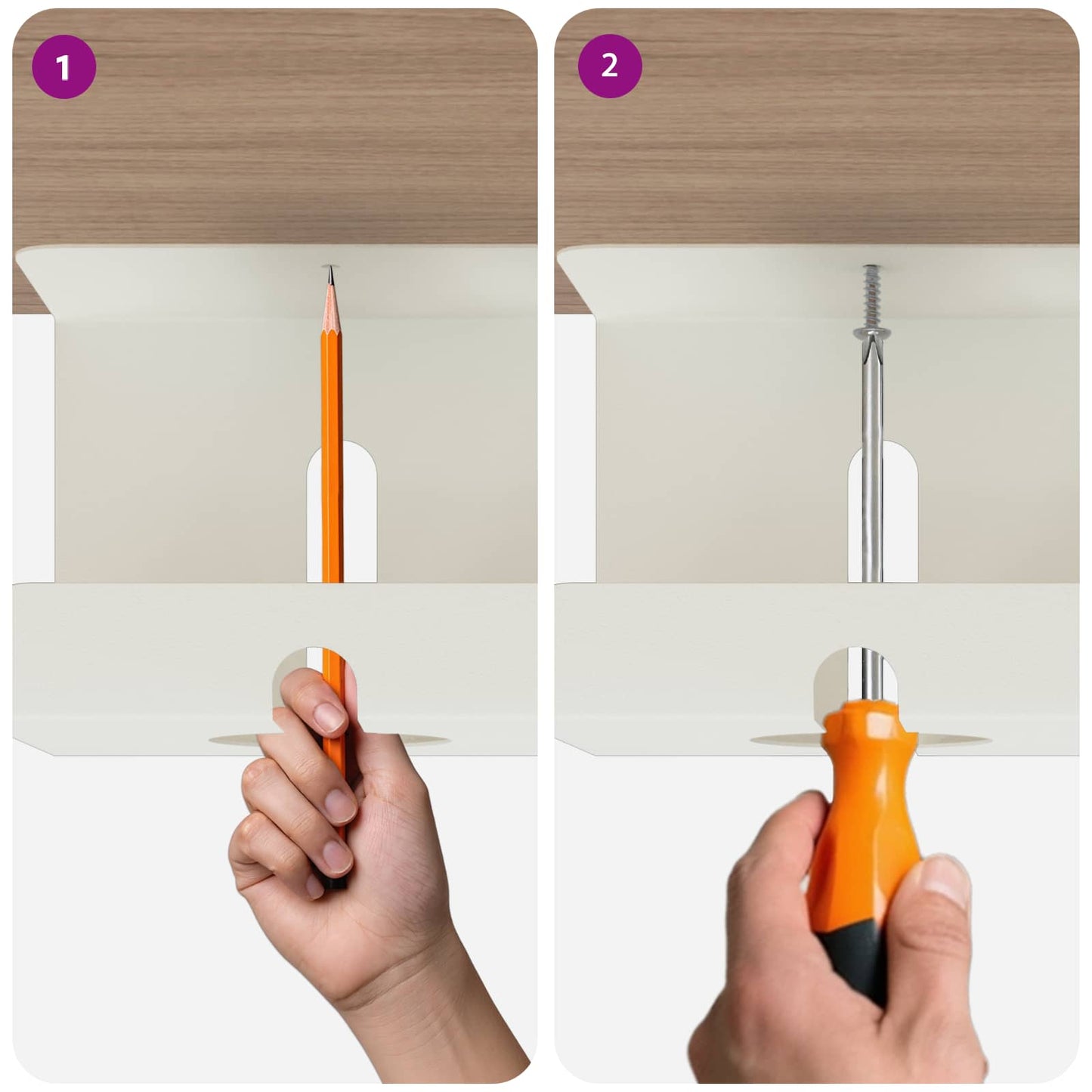 Unter dem Schreibtisch Kabelmanagement Tray 2 Stk. Weiß