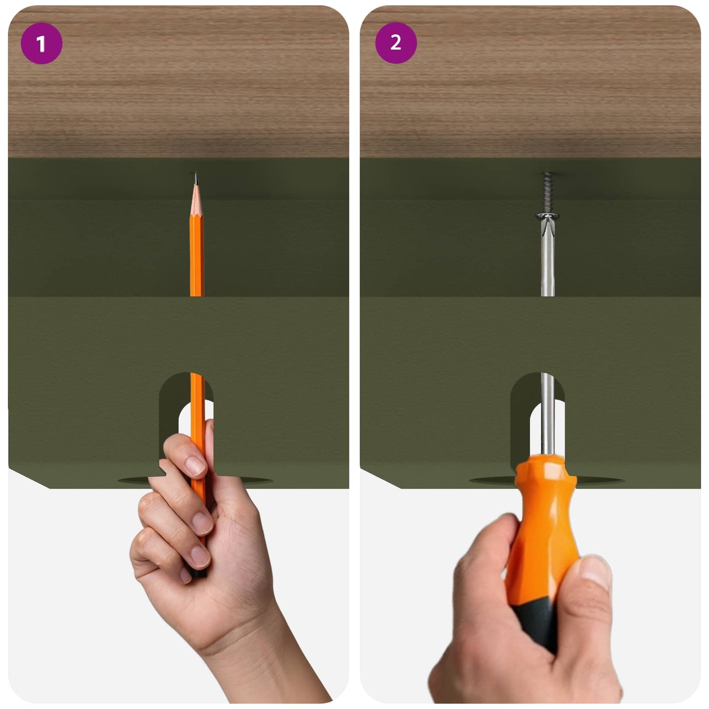 Unter dem Schreibtisch Kabelmanagement Tray 2 Stk. Olivgrün