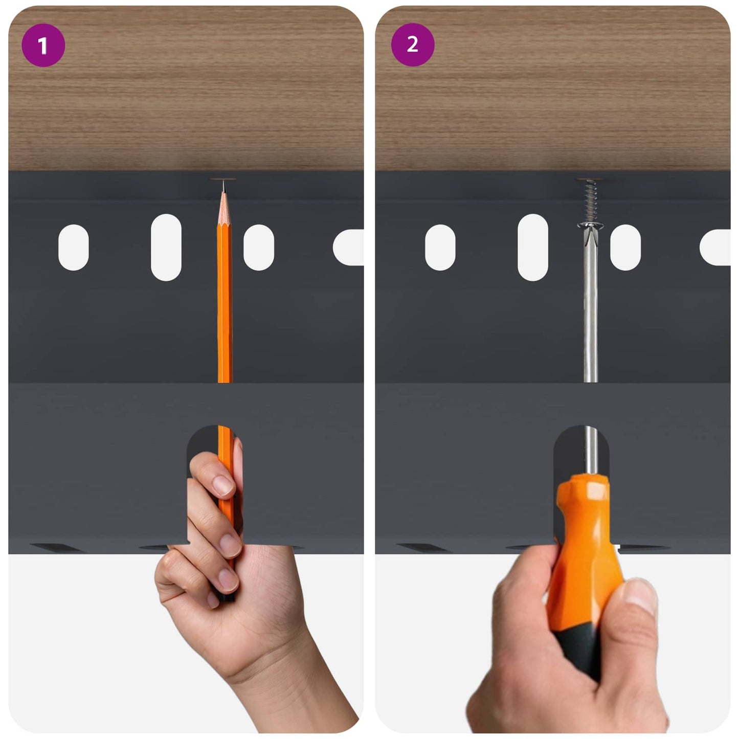 Unter dem Schreibtisch Kabelmanagement Tray 2 Stk. Anthrazit