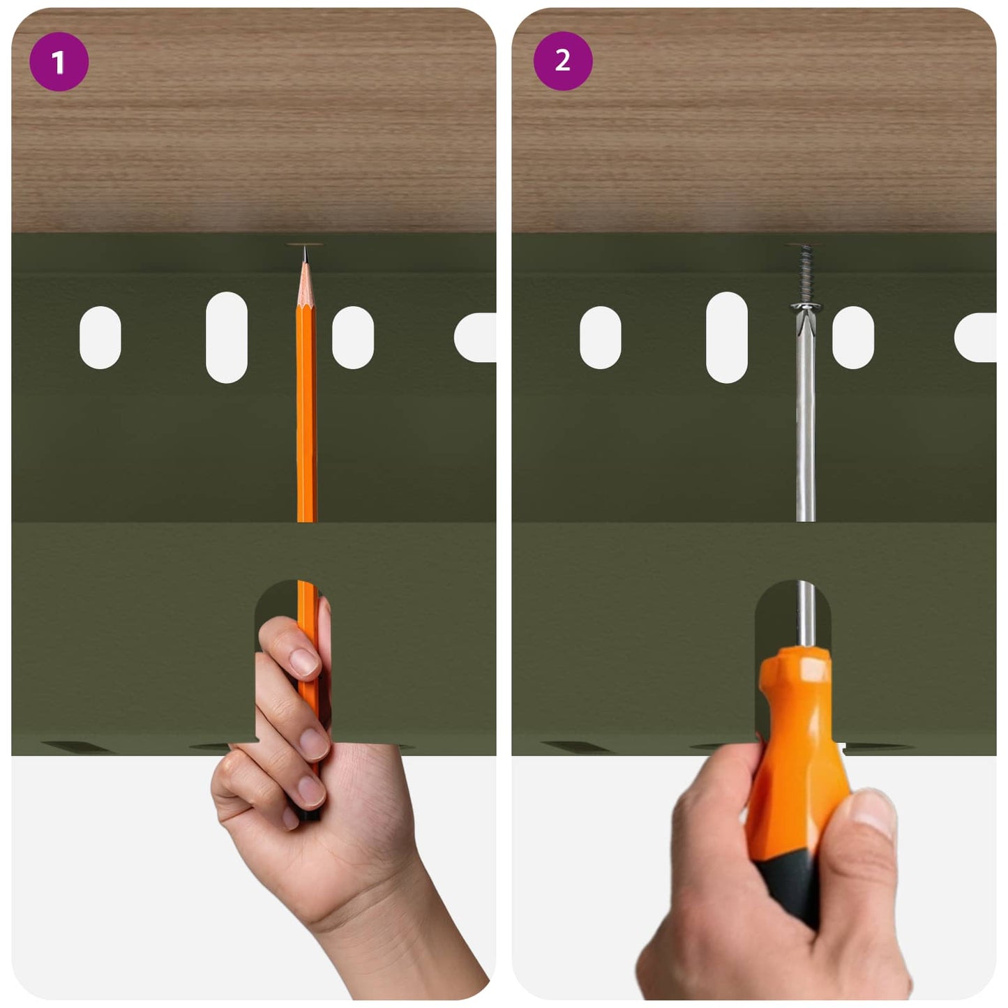 Unter dem Schreibtisch Kabelmanagement Tray 2 Stk. Olivgrün