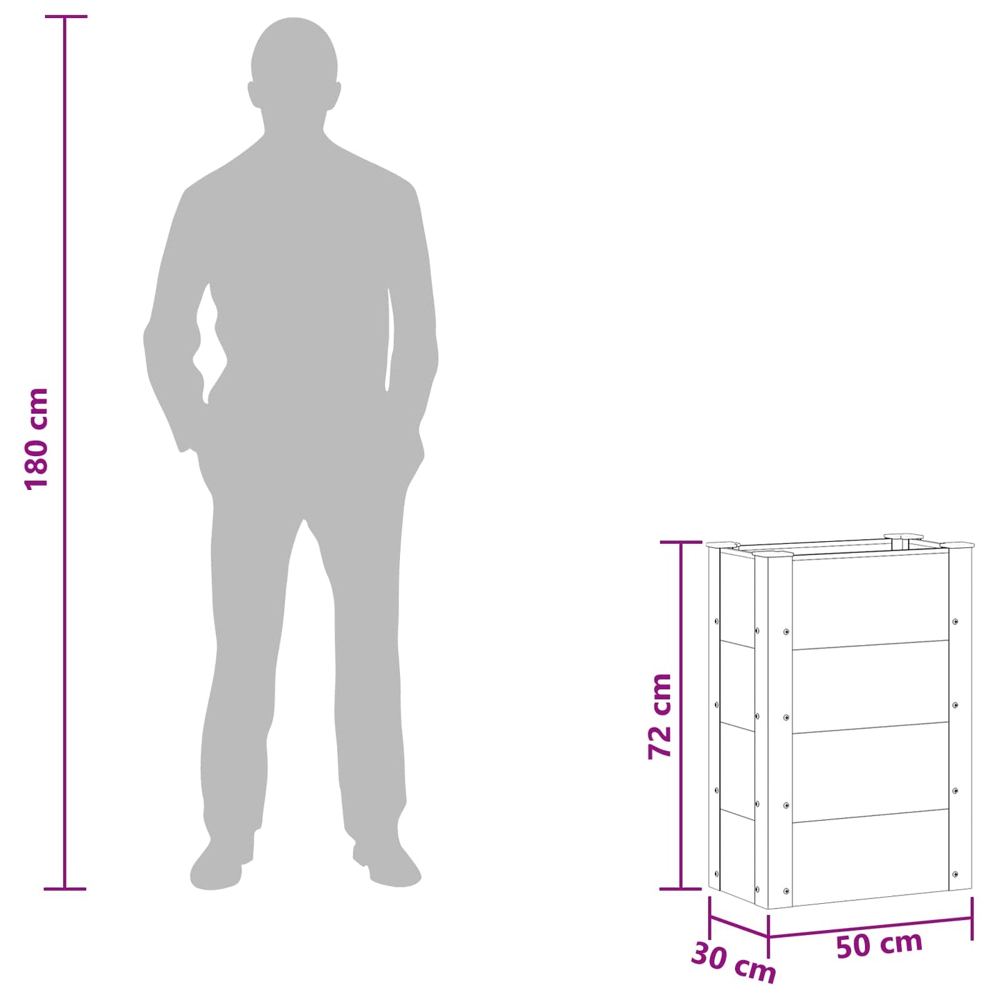 Hochbeet Braun 50 x 30 x 72 cm WPC und Aluminium