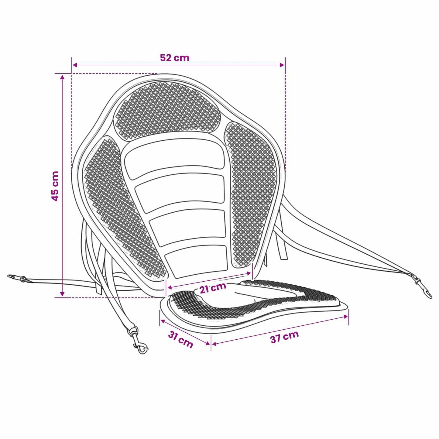 Paddel Board Sitz 52 x 31 x 45 cm Lyocell Schwarz