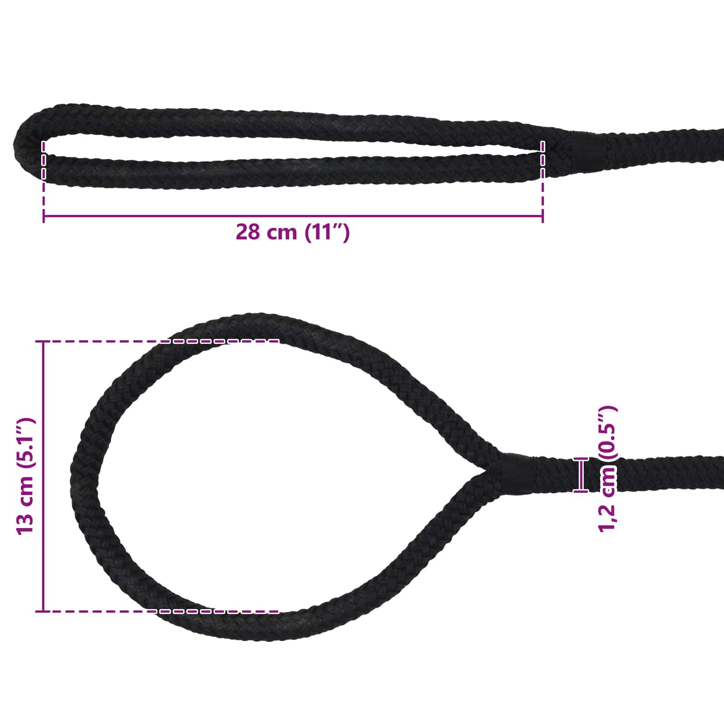 Bootsseil 12 mm 15 m Schwarz Polyester