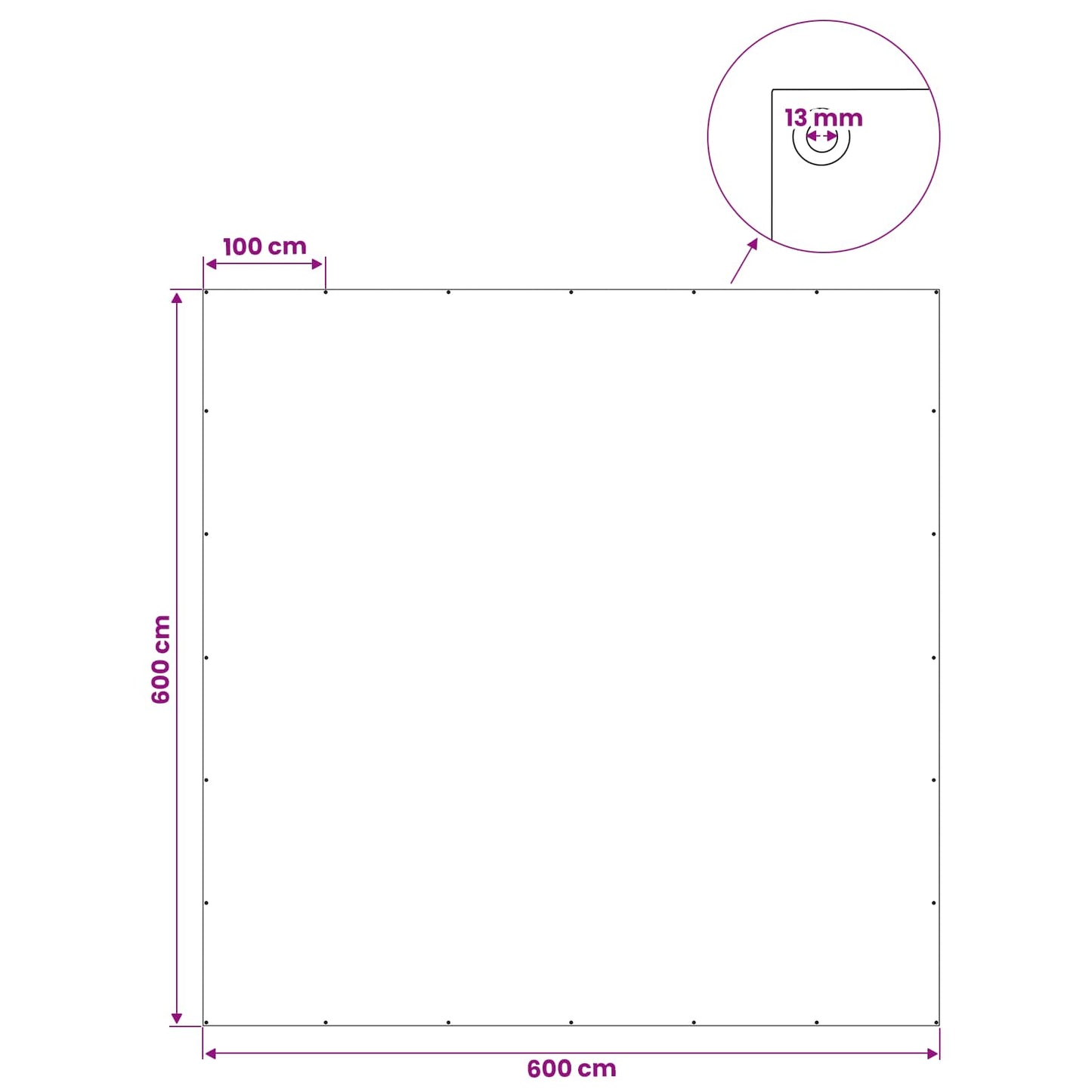 Plane mit Ösen Weiß 6 x 6 m 260 g / m² PE