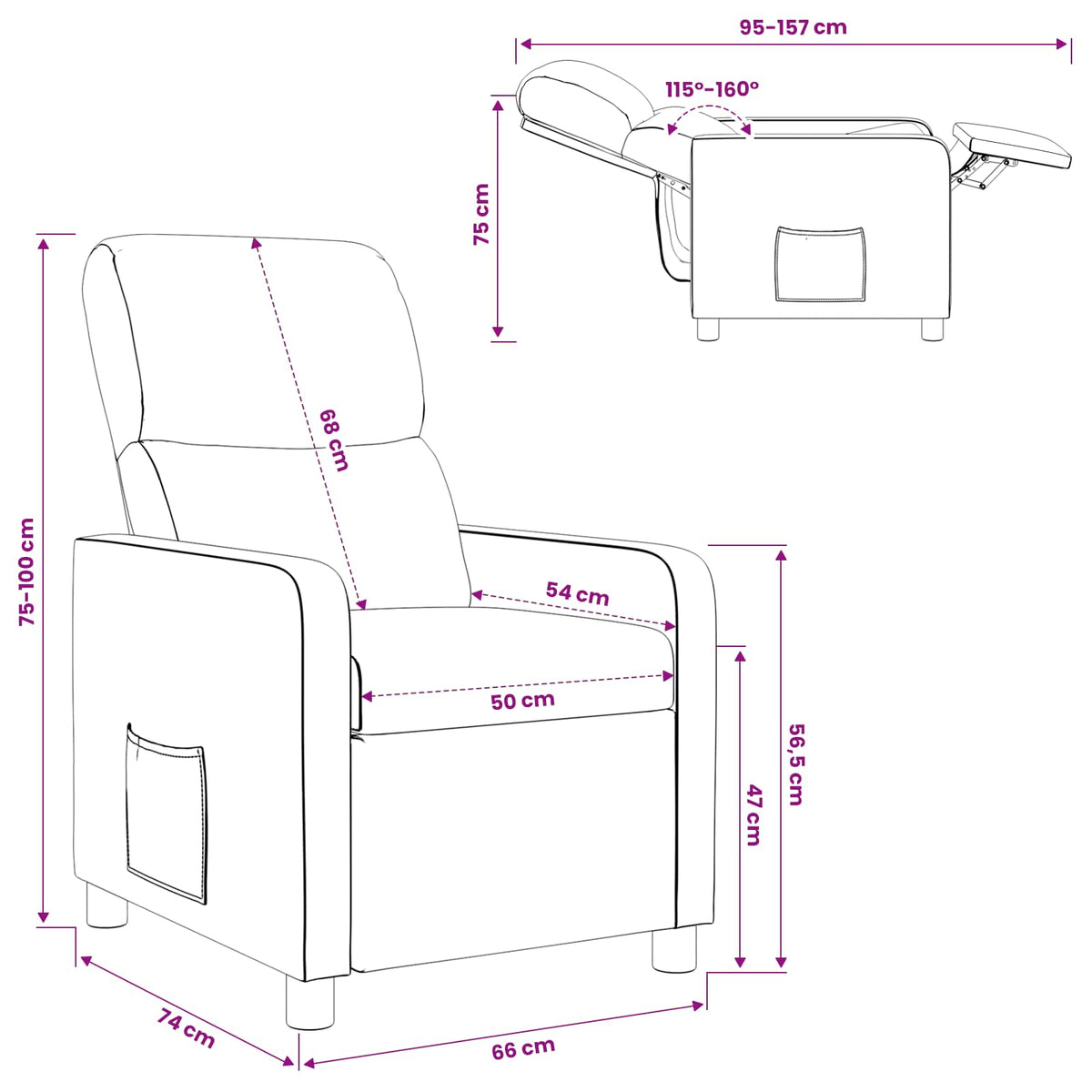 Liegesessel Dunkelgrau Polyester