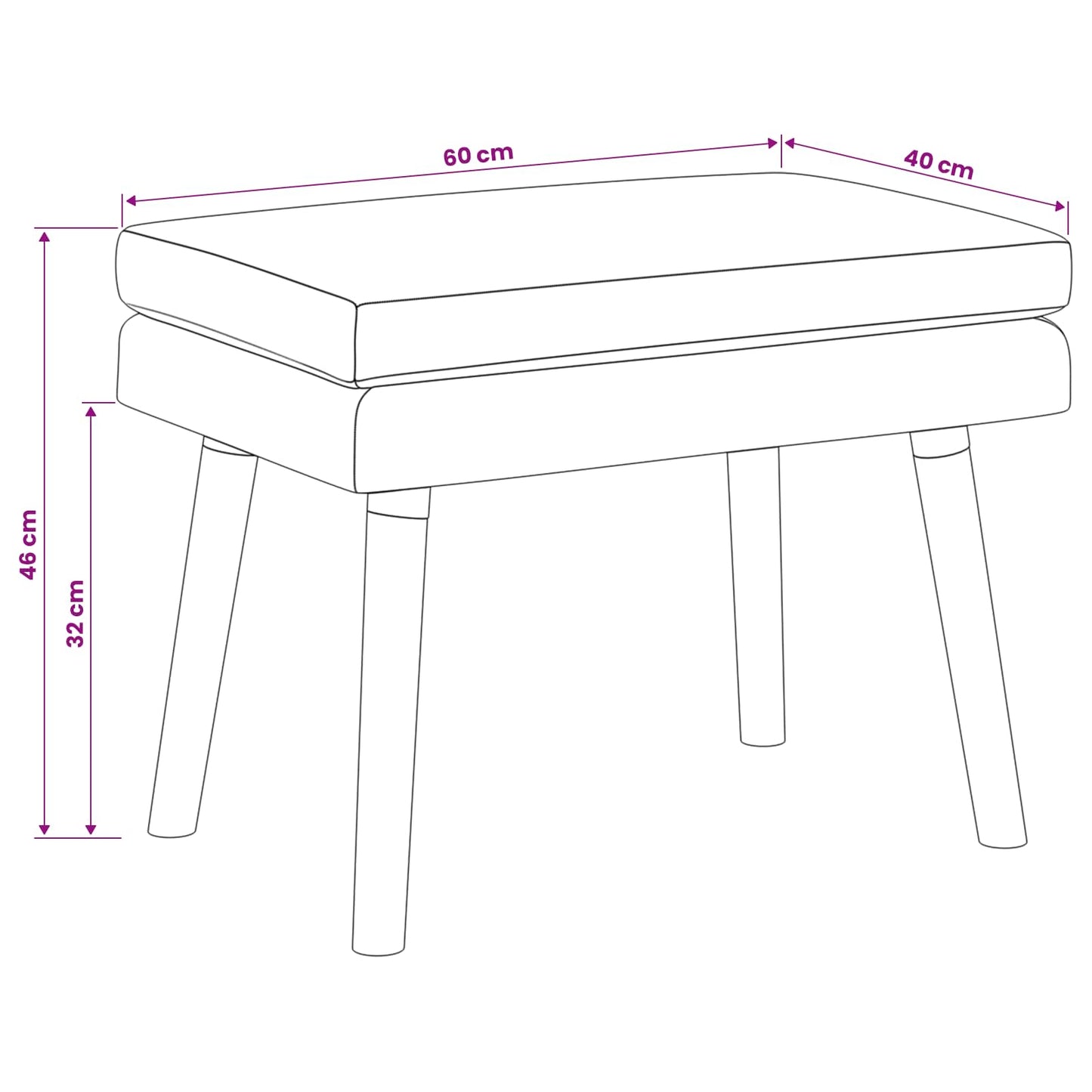 Doppellagige Bank Dunkelgrau 60 x 40 x 46 cm Stoff
