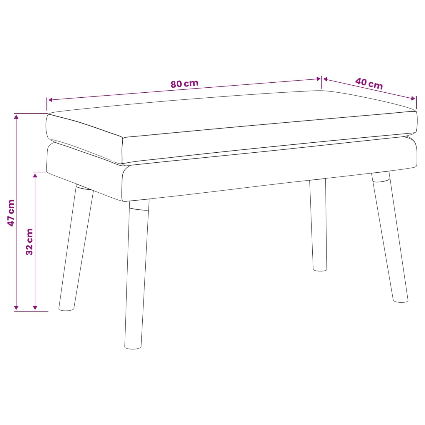 Doppellagige Bank Schwarz 80 x 40 x 47 cm Stoff