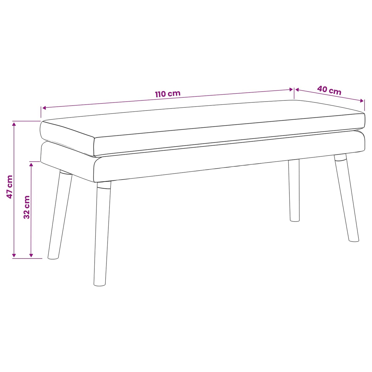 Doppellagige Bank Hellgrau 110 x 40 x 47 cm Stoff