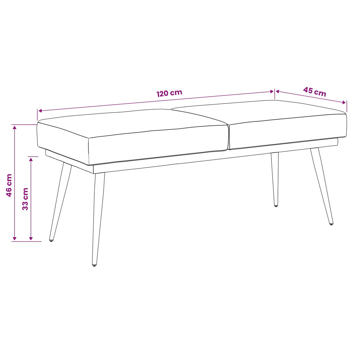 Doppellagige Bank Dunkelgrau 120 x 45 x 46 cm Samt