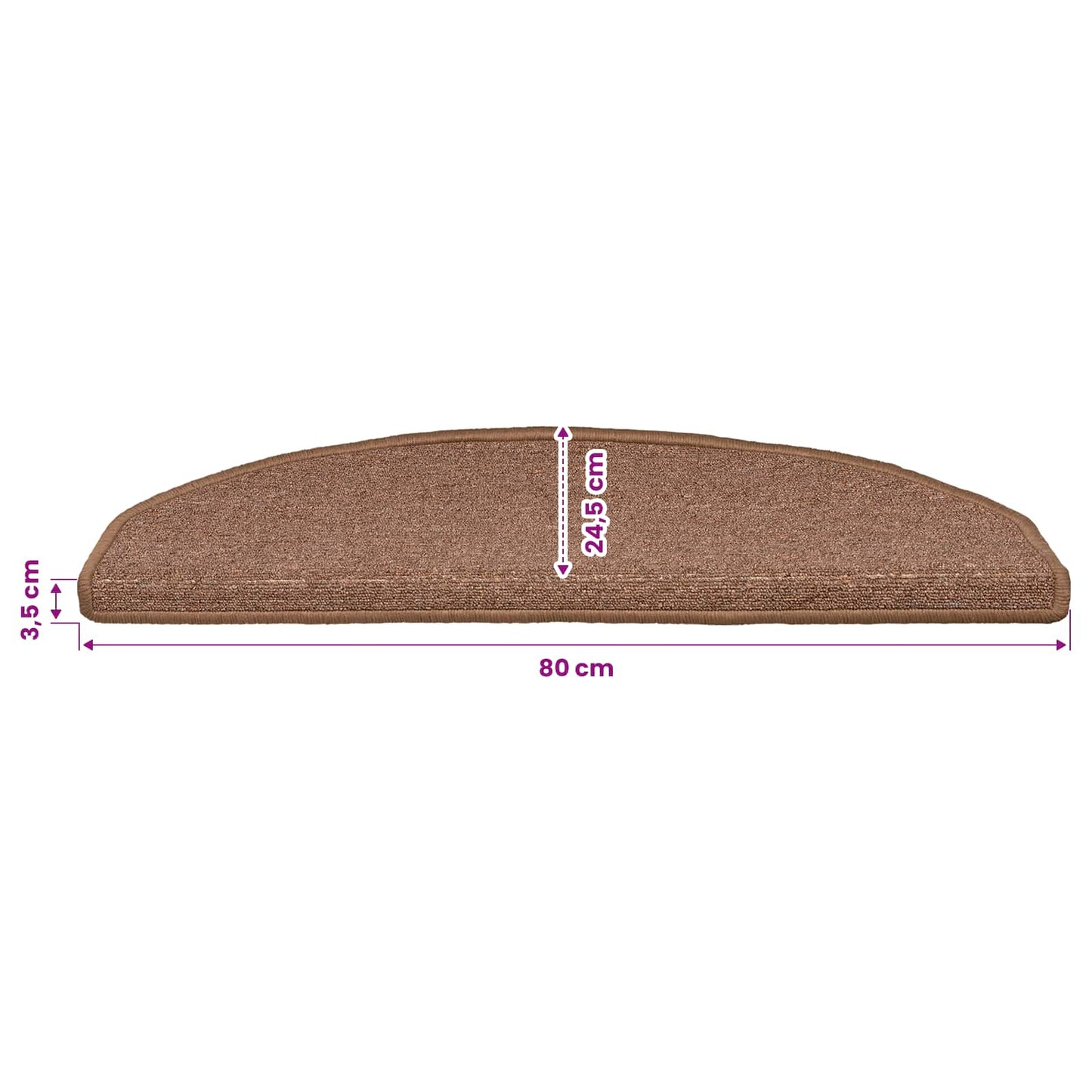 Selbstklebende Stufenmatten 15 Stk. 80 x 24,5 x 3,5 cm Braun