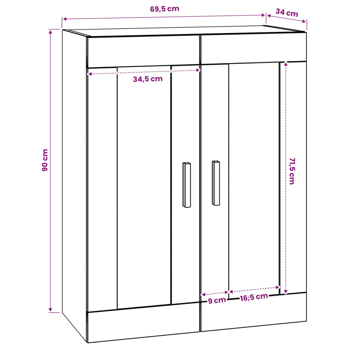 Wandschrank Wandhalterung Altholz 69,5 x 34 x 90 cm