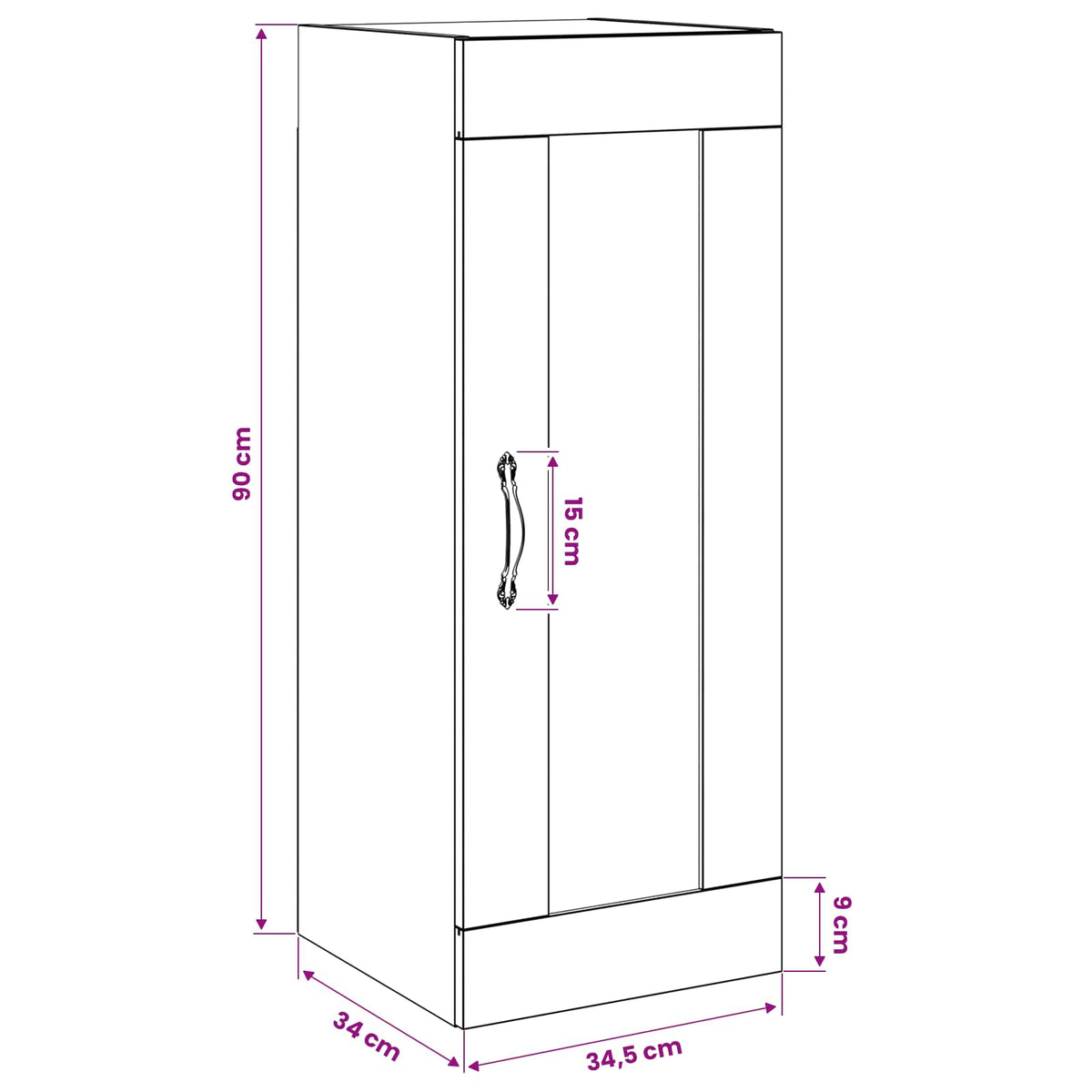 Wandschrank Artisan-Eiche 34,5 x 34 x 90 cm Holzwerkstoff